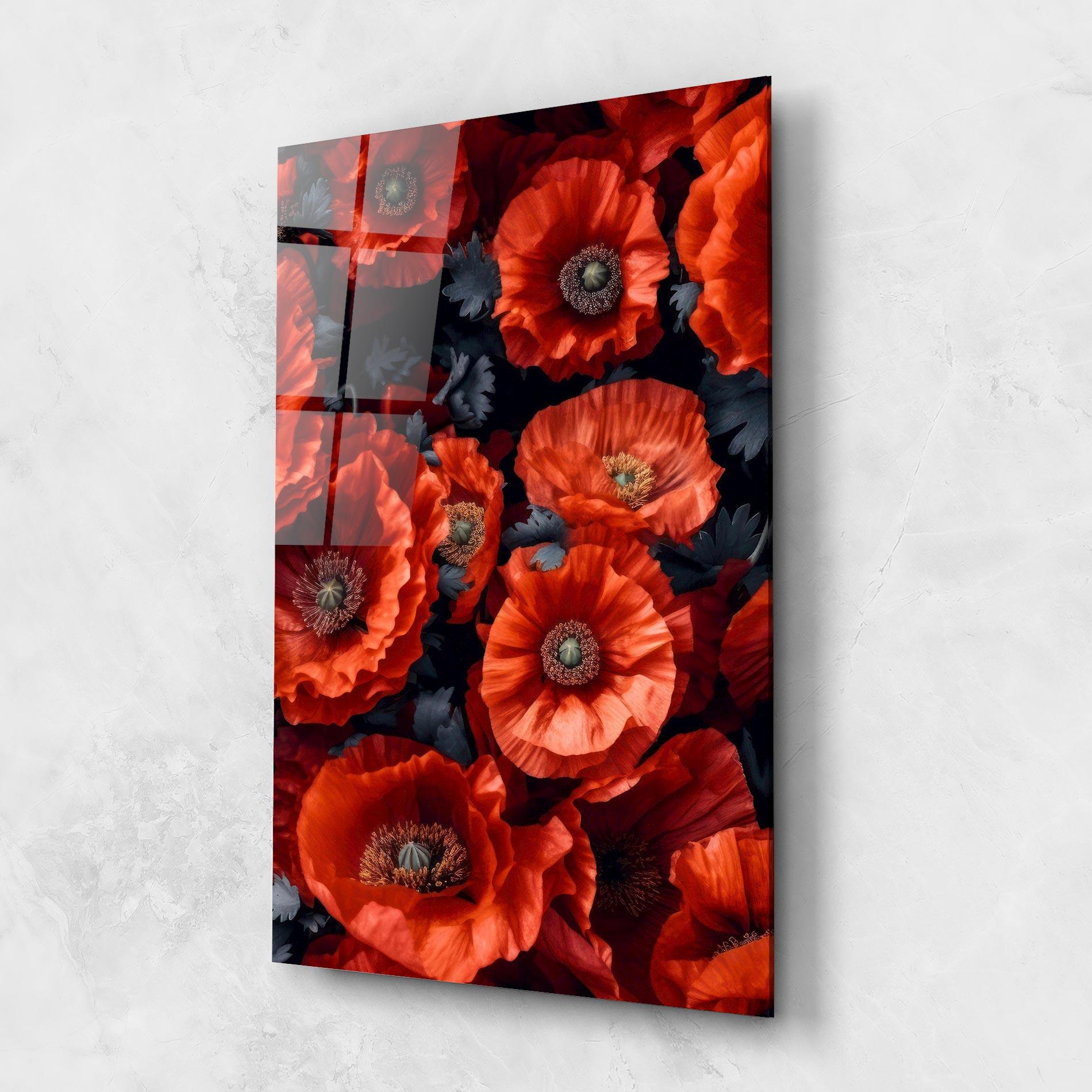 Üvegkép Black Red Poppies mockup 1