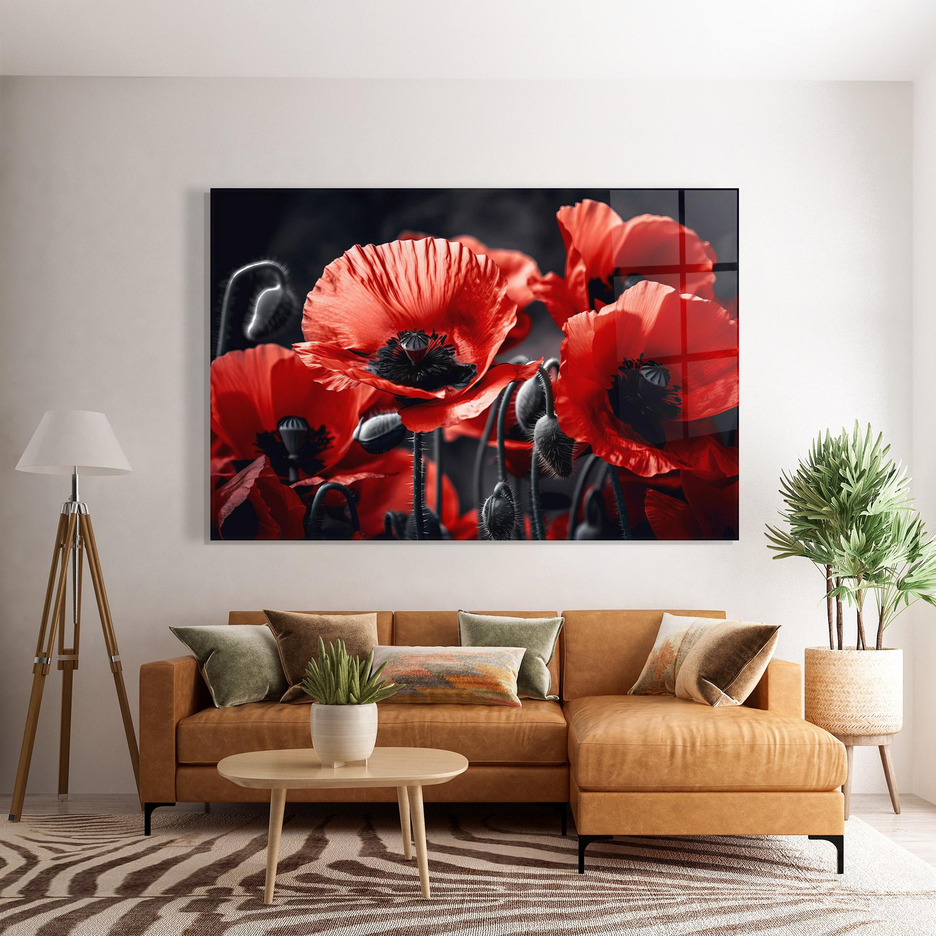 Üvegkép Black Red Poppy View mockup 7
