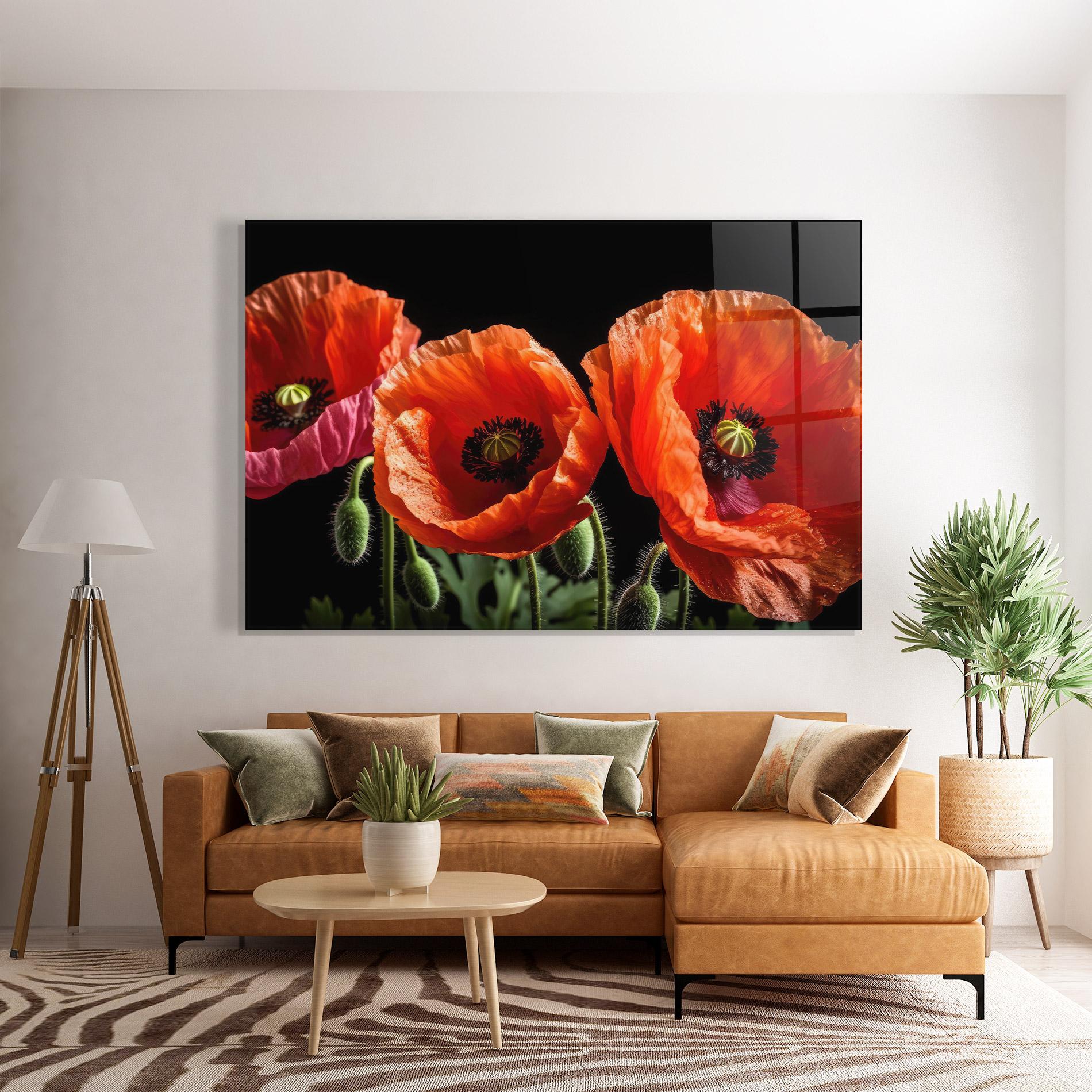 Üvegkép Dark Orange Poppies mockup 7