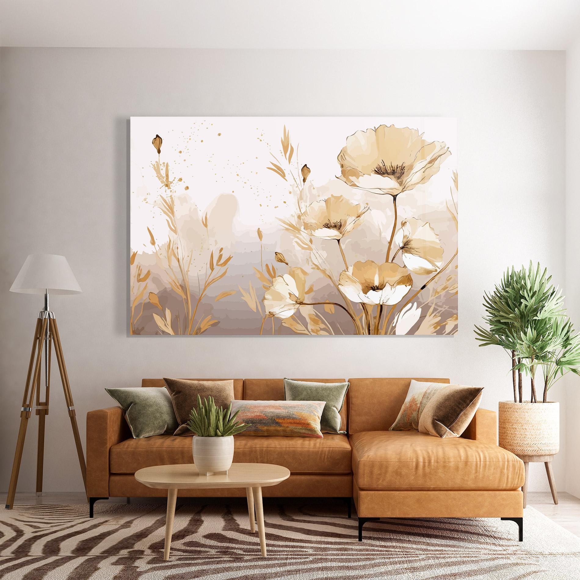 Üvegkép Gold Cream Poppy mockup 7