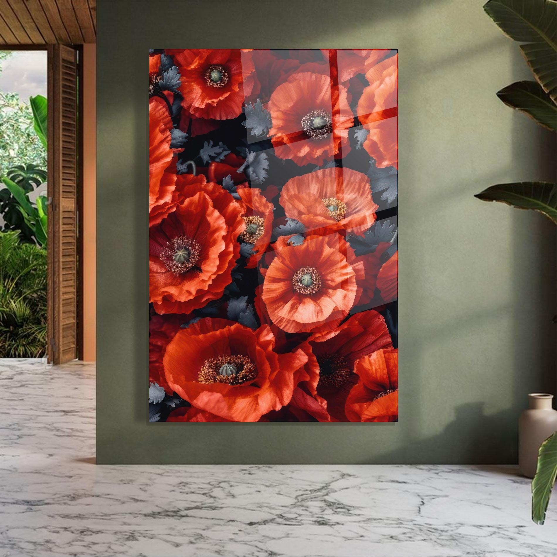 Üvegkép Black Red Poppies mockup 7
