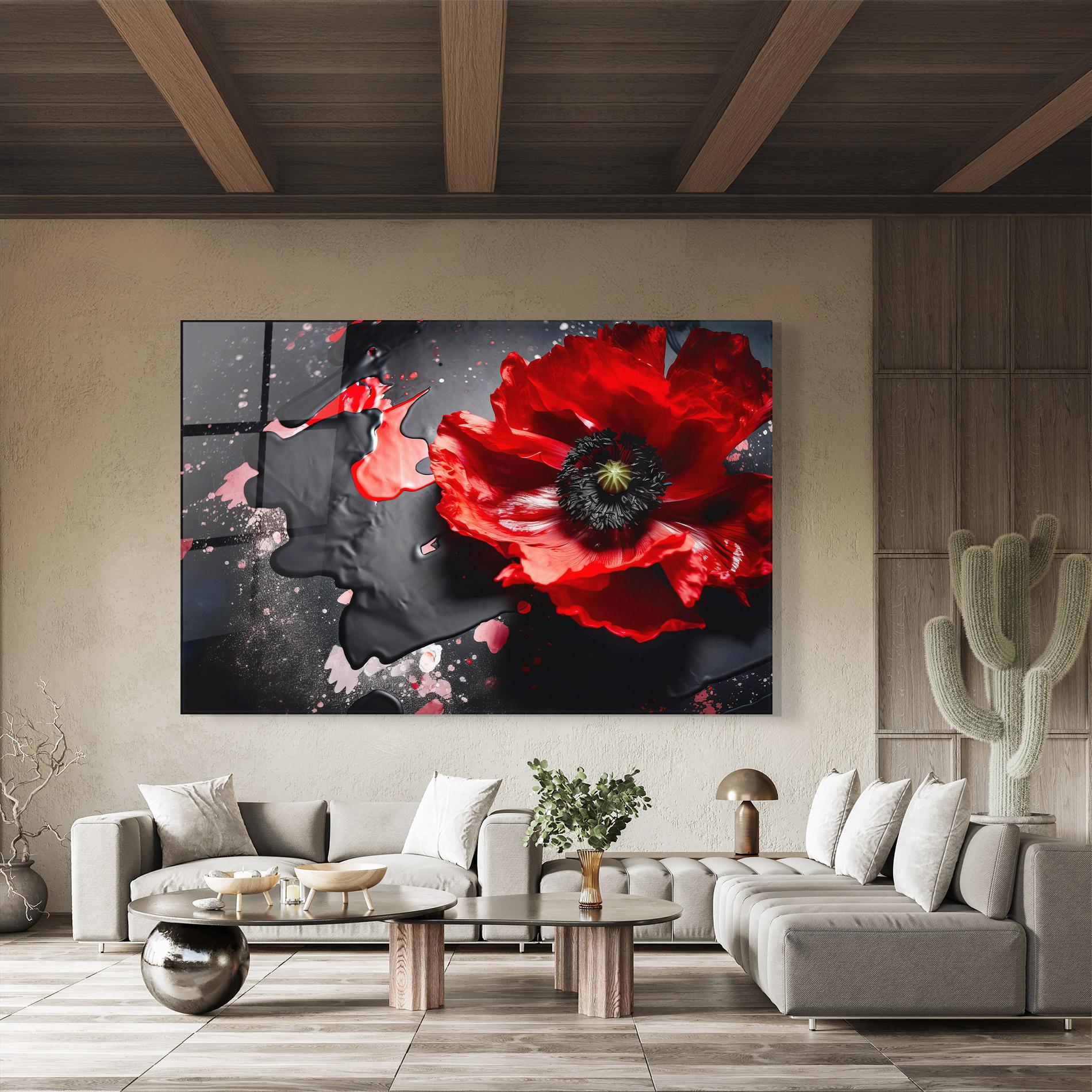 Üvegkép Black Liquid Poppy mockup 8