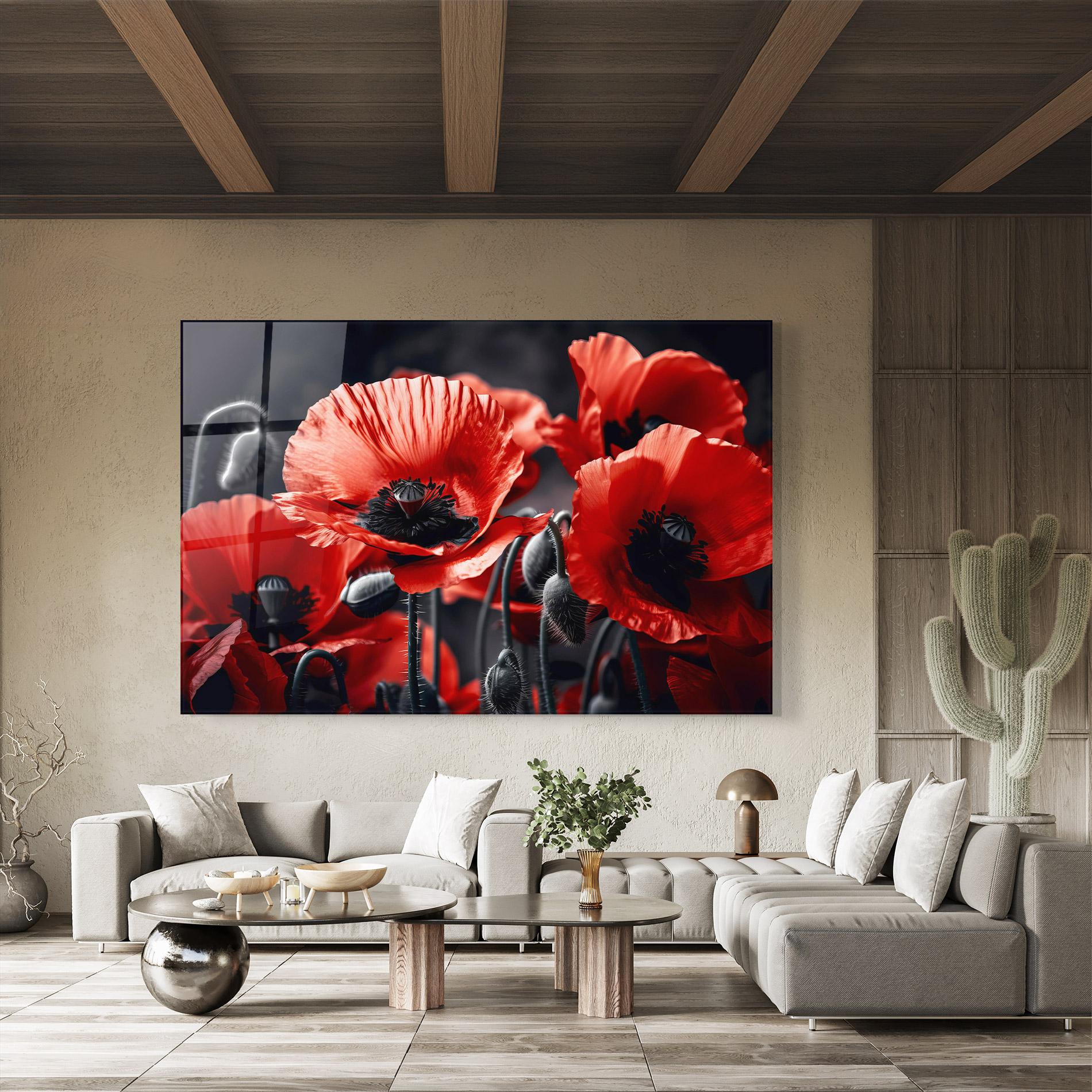 Üvegkép Black Red Poppy View mockup 8