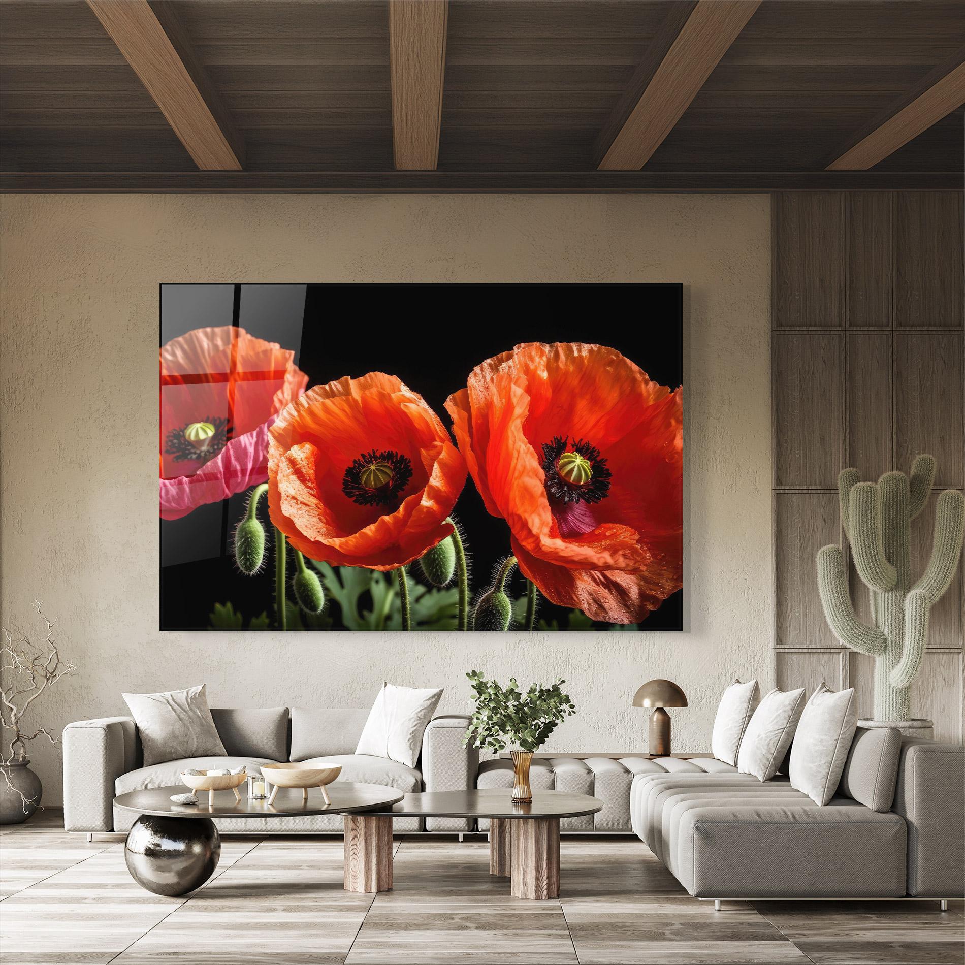 Üvegkép Dark Orange Poppies mockup 8
