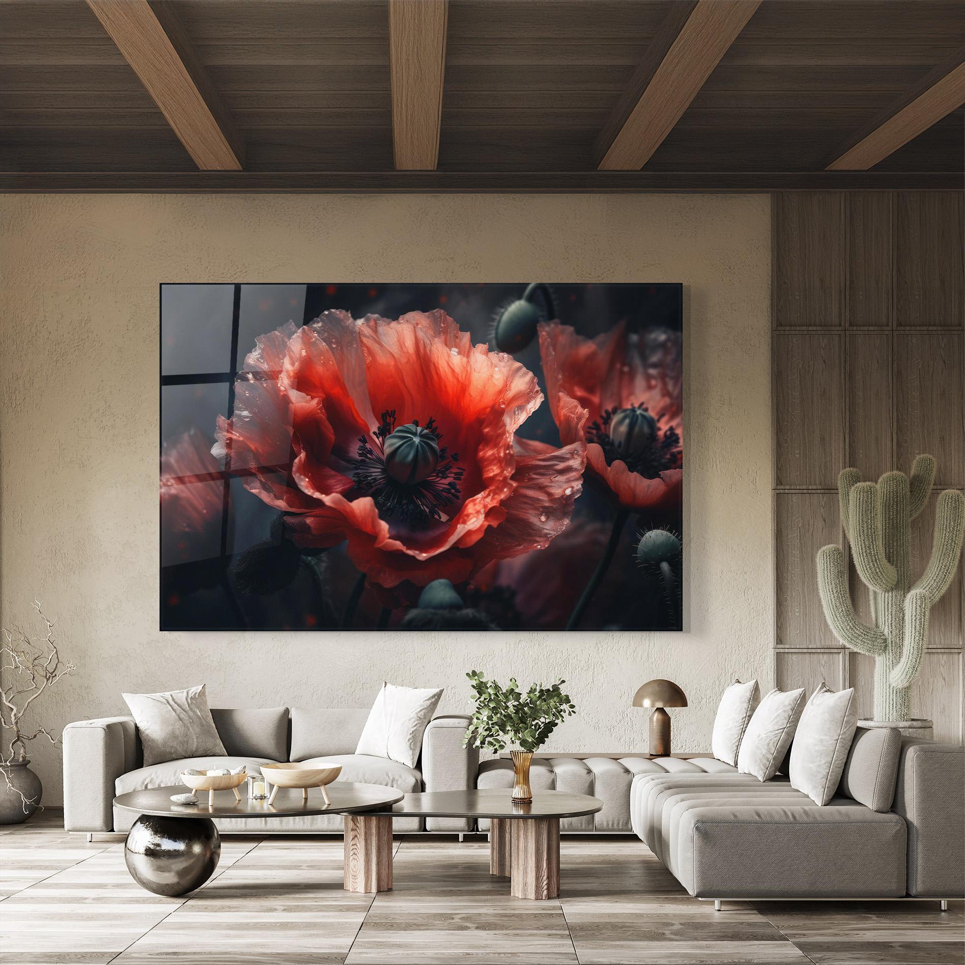 Üvegkép Dark Shade Poppy mockup 8