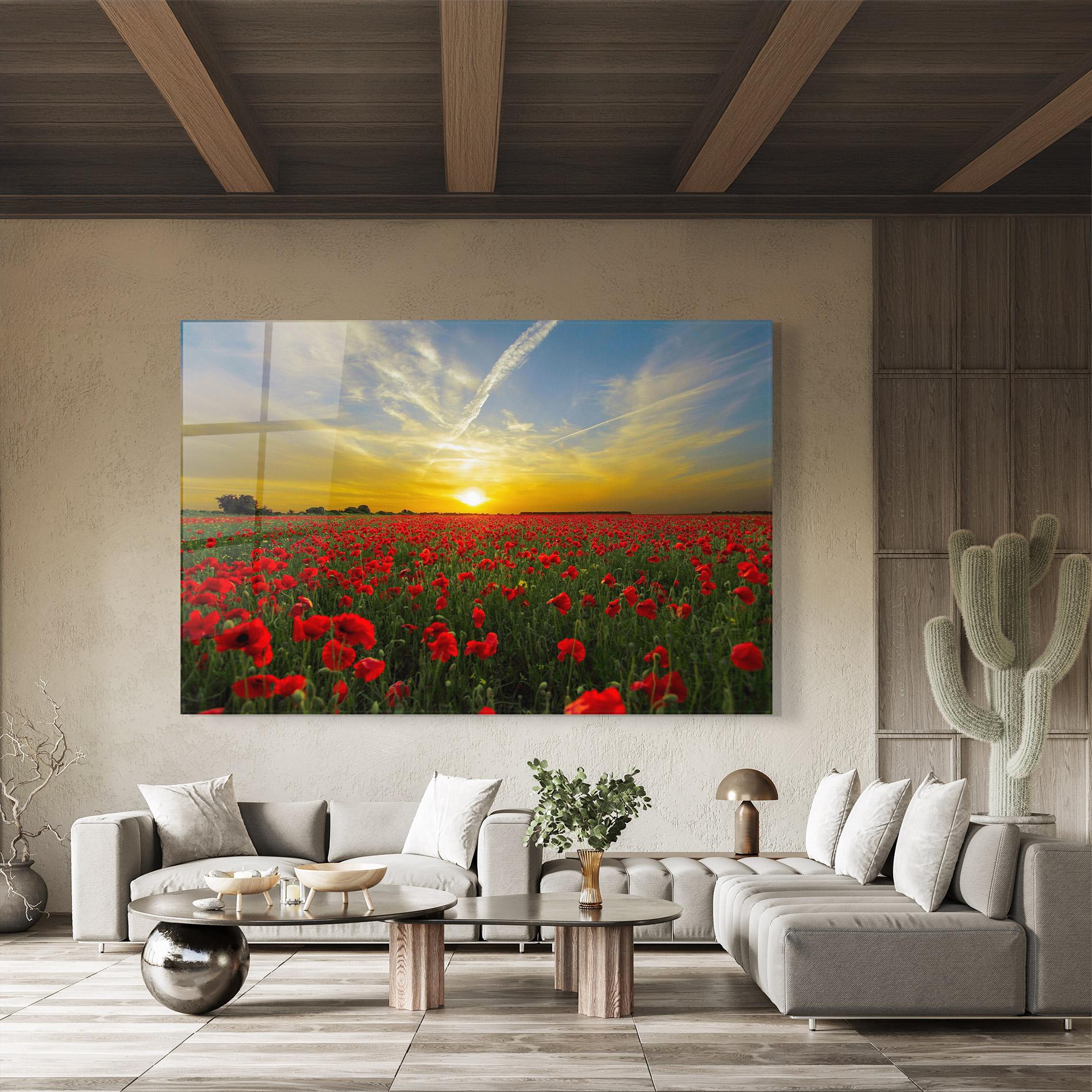 Üvegkép Poppies Sunset mockup 8