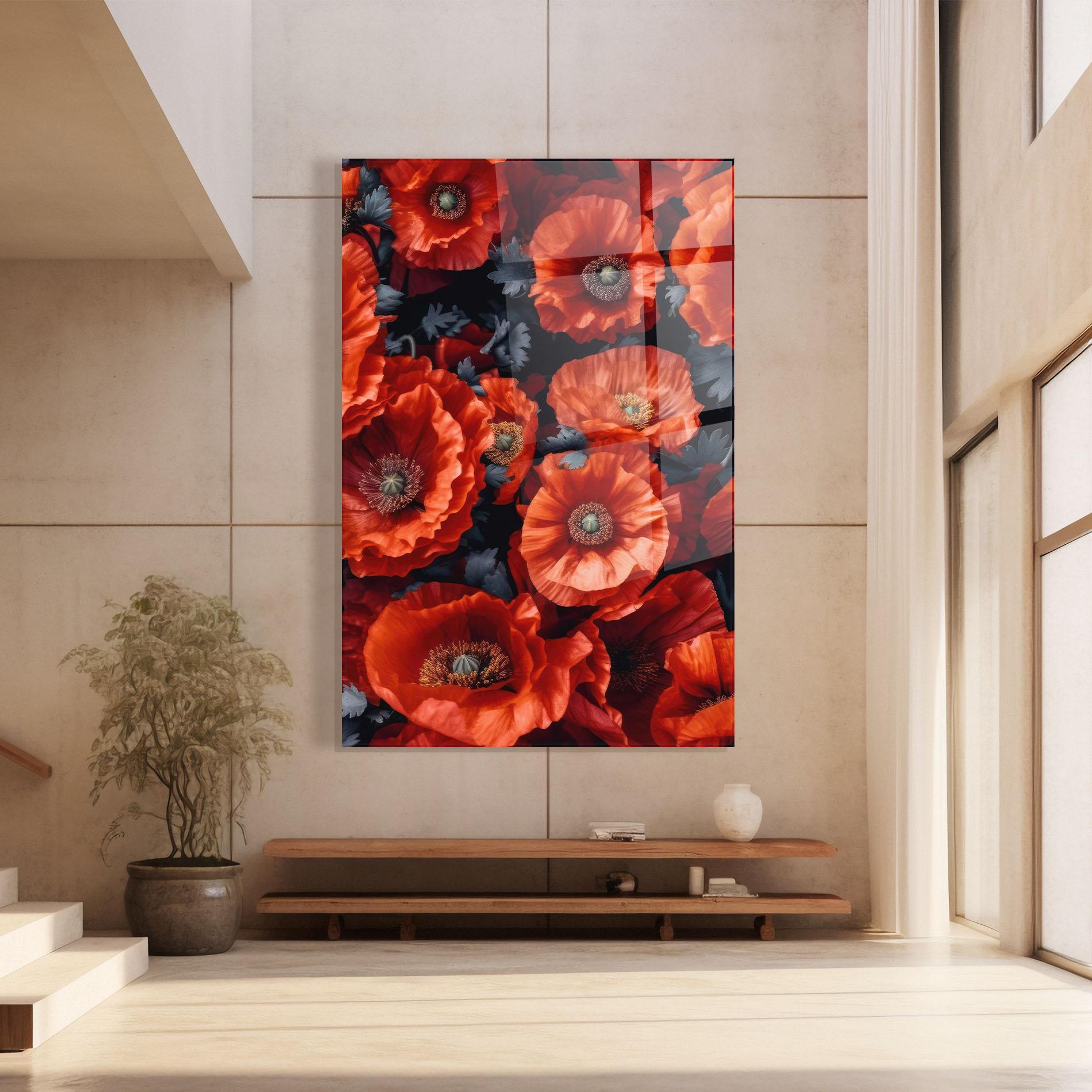 Üvegkép Black Red Poppies mockup 8