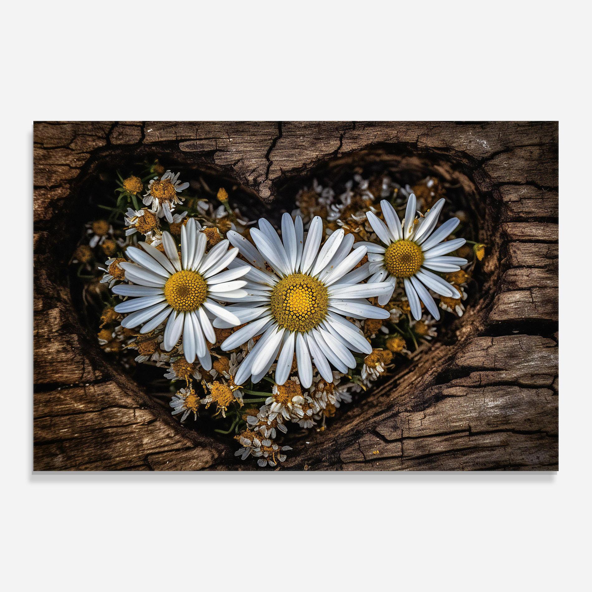 Üvegkép Heart Shaped Daisy mockup 0