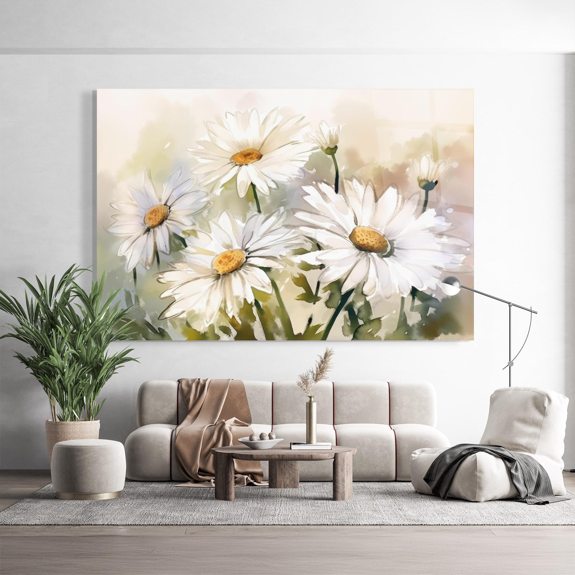 Üvegkép Daisy Painting mockup 9