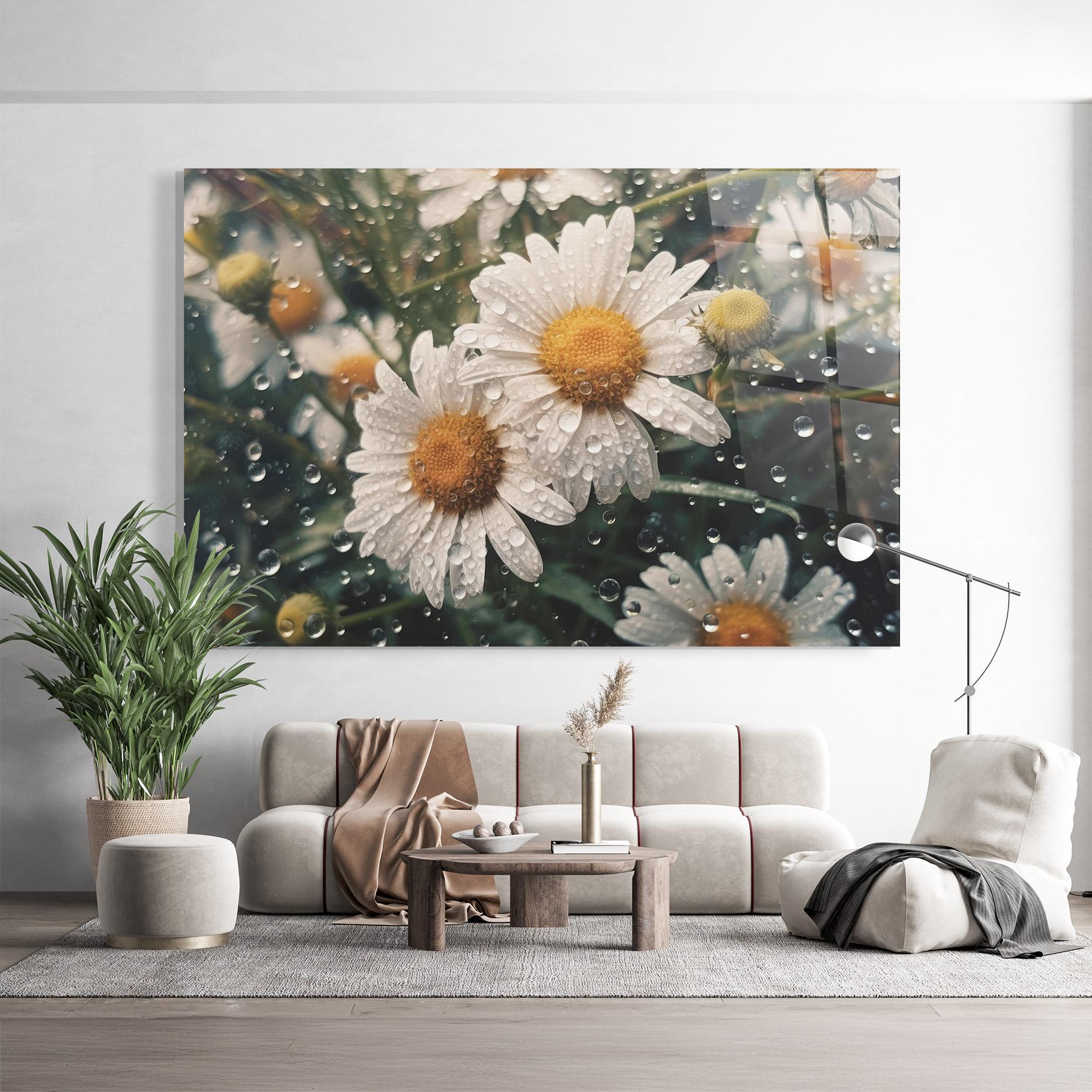 Üvegkép Daisy View After Rain mockup 9