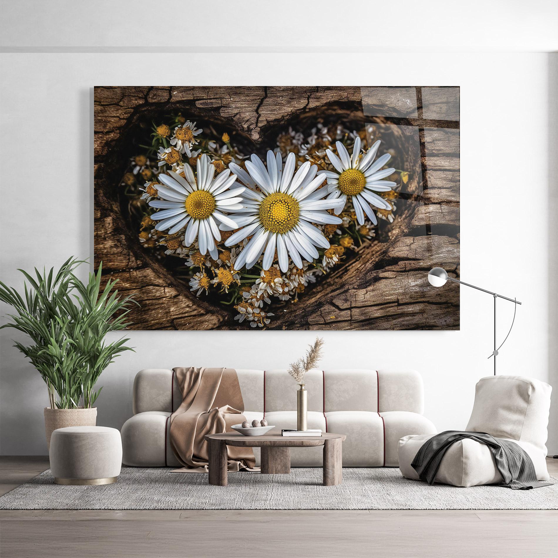 Üvegkép Heart Shaped Daisy mockup 9