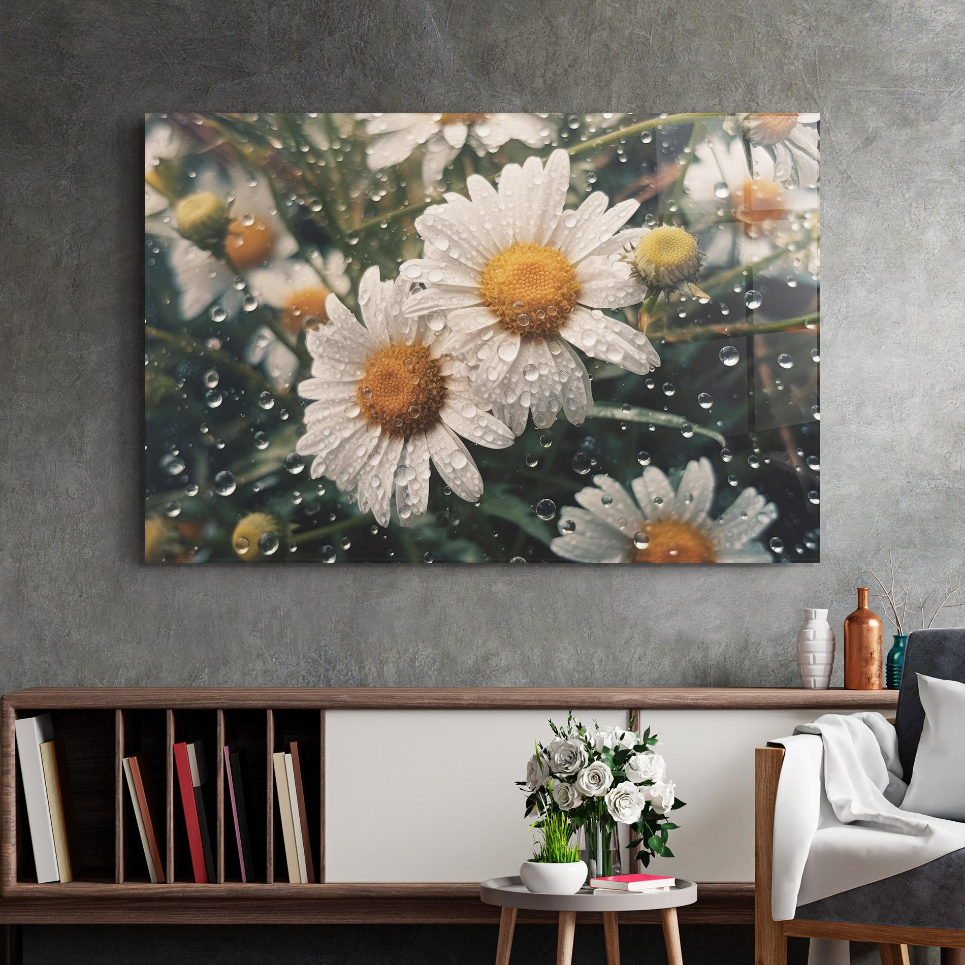 Üvegkép Daisy View After Rain mockup 2