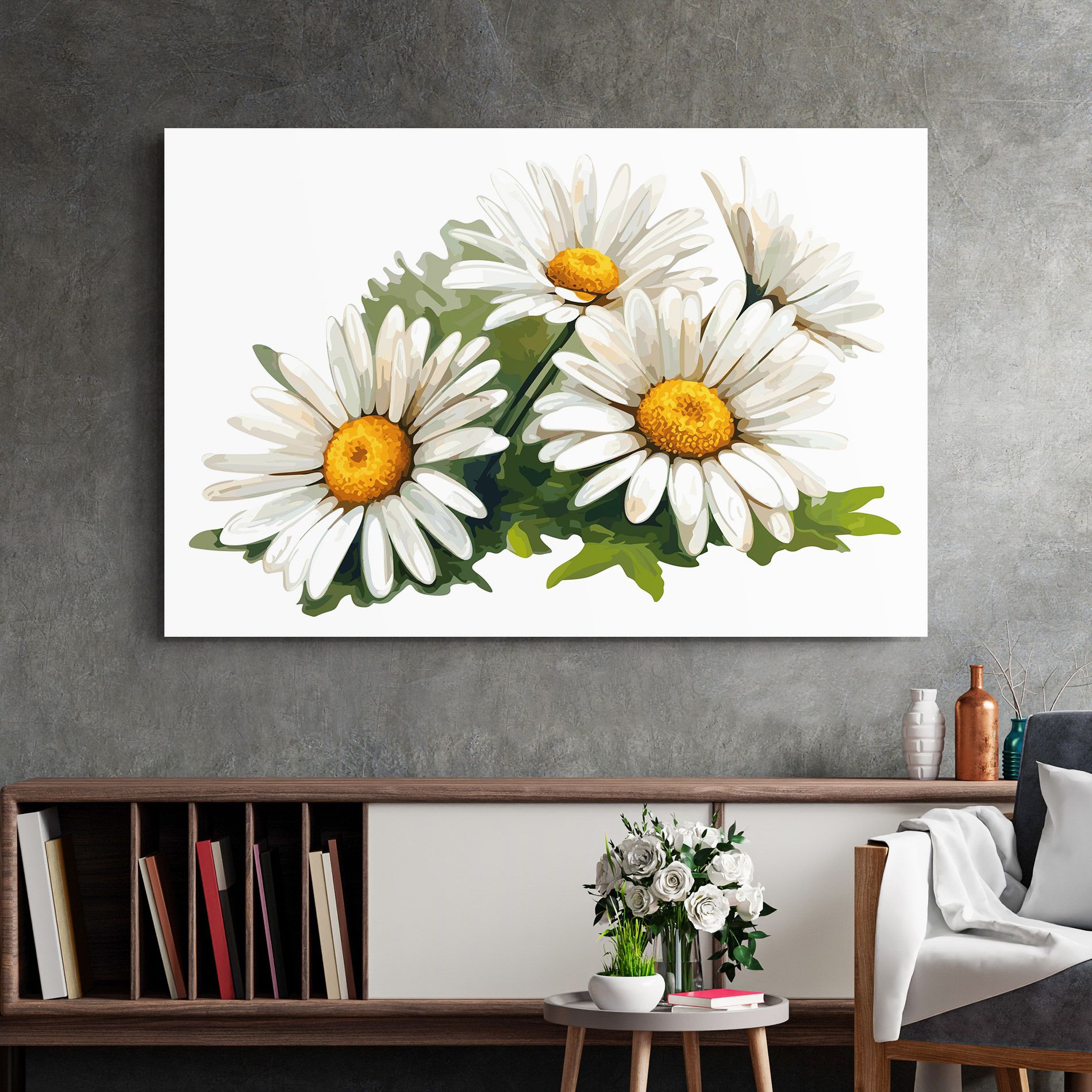 Grey White Daisy mockup 2