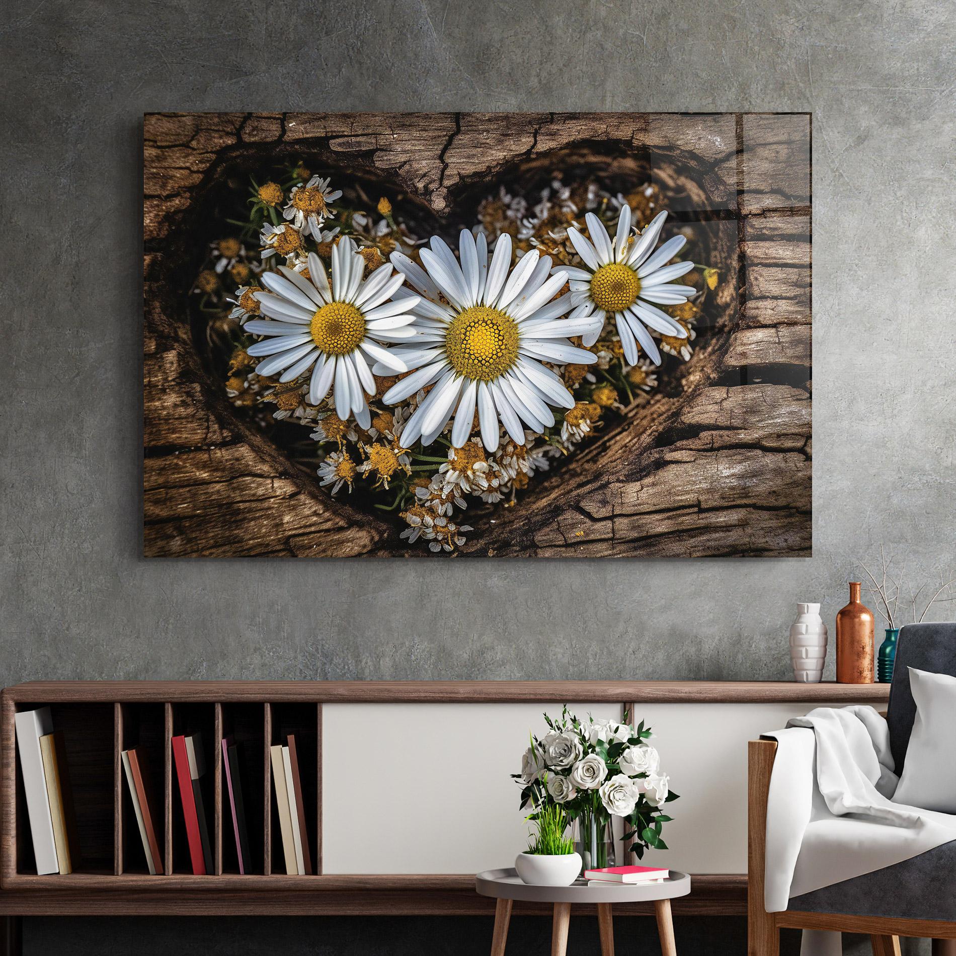 Üvegkép Heart Shaped Daisy mockup 2