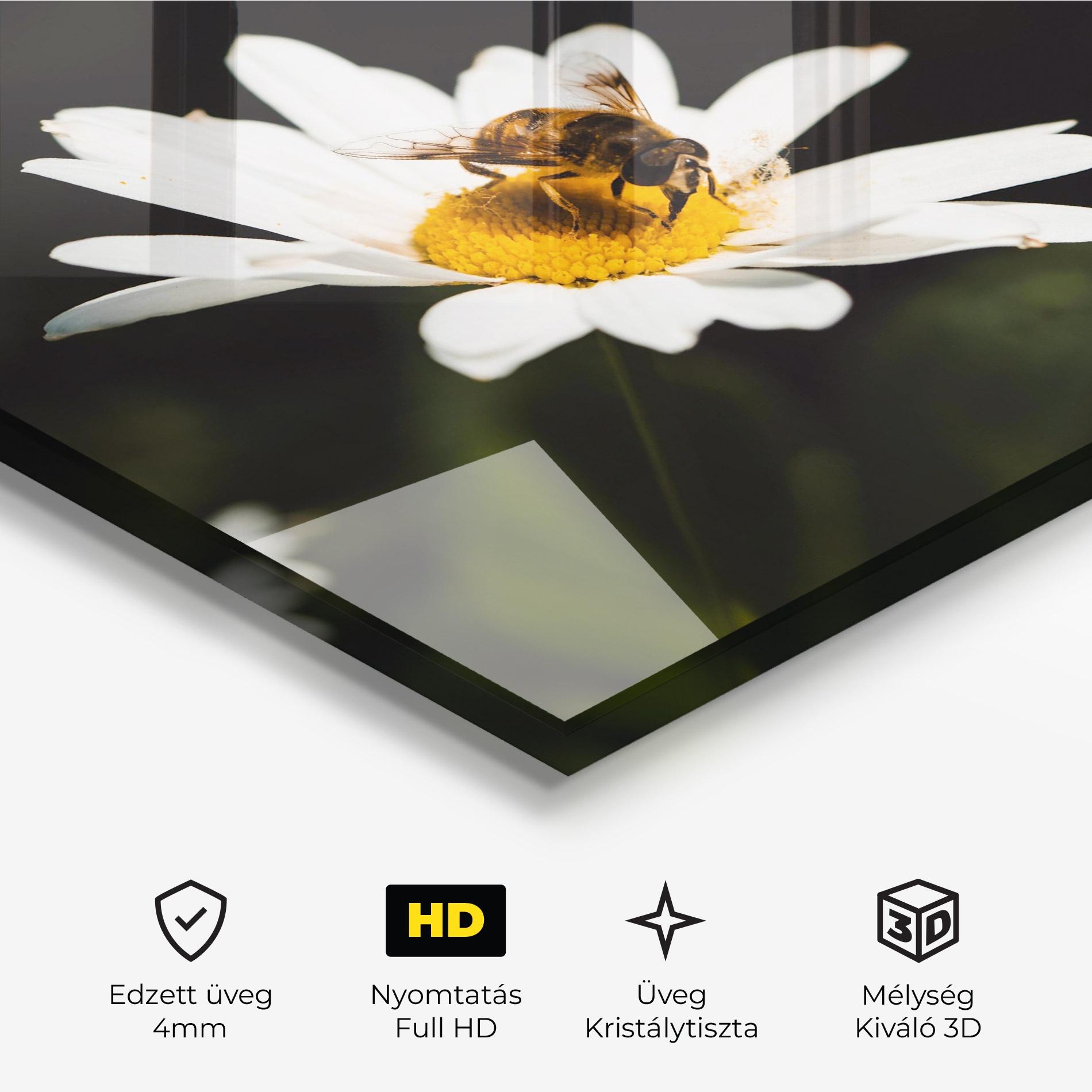 Üvegkép Bee Flying On Daisy mockup 3