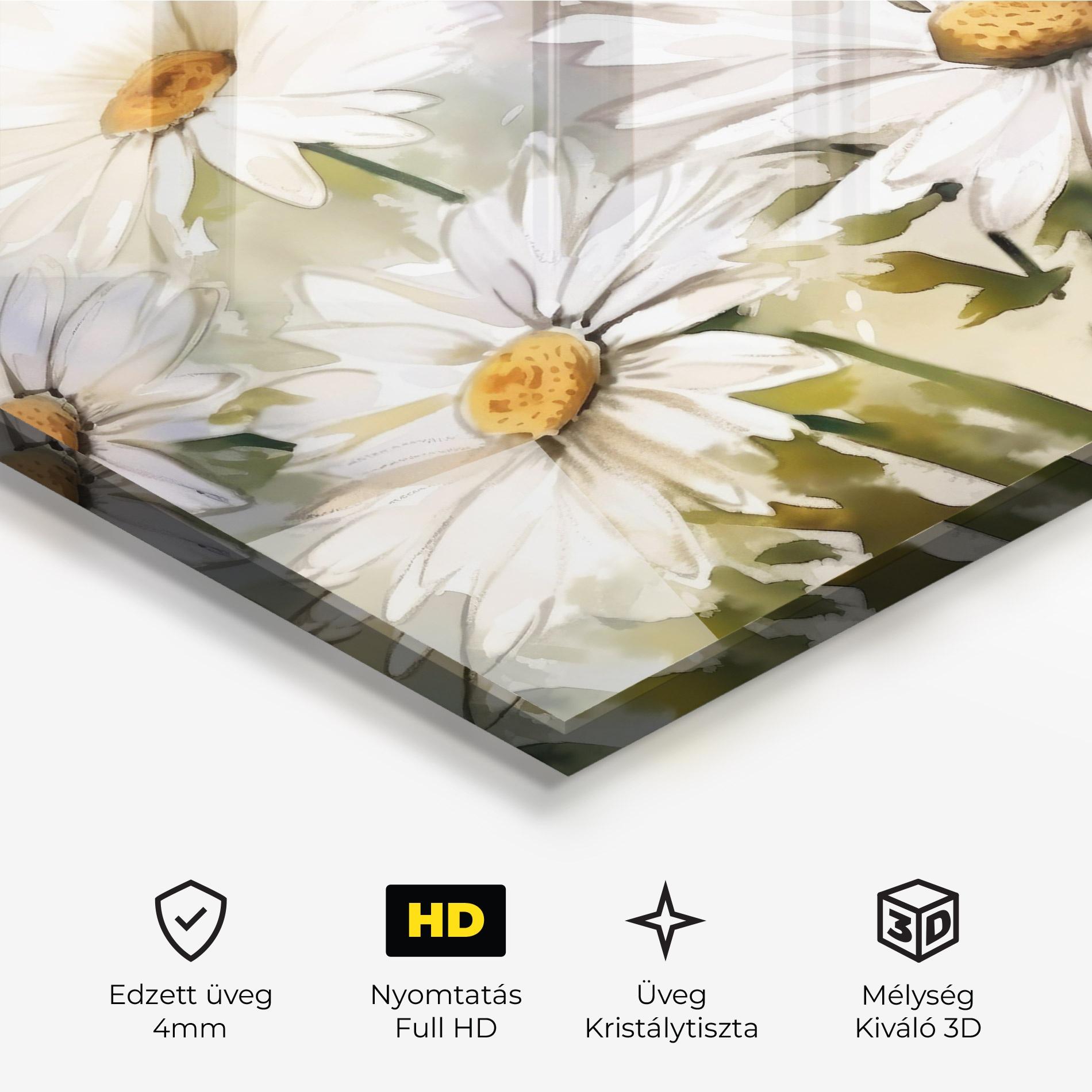 Üvegkép Daisy Painting mockup 3