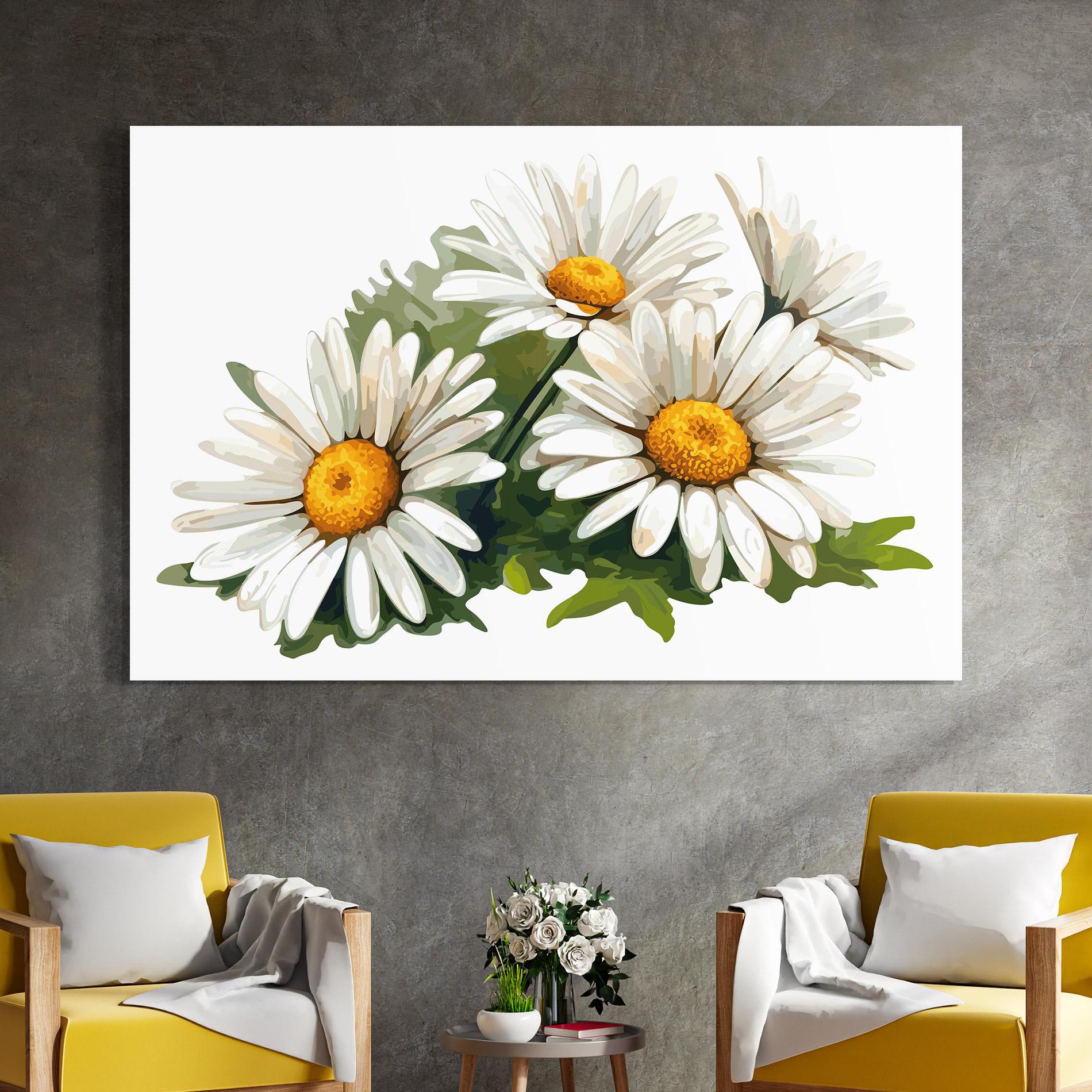 Üvegkép Grey White Daisy mockup 4