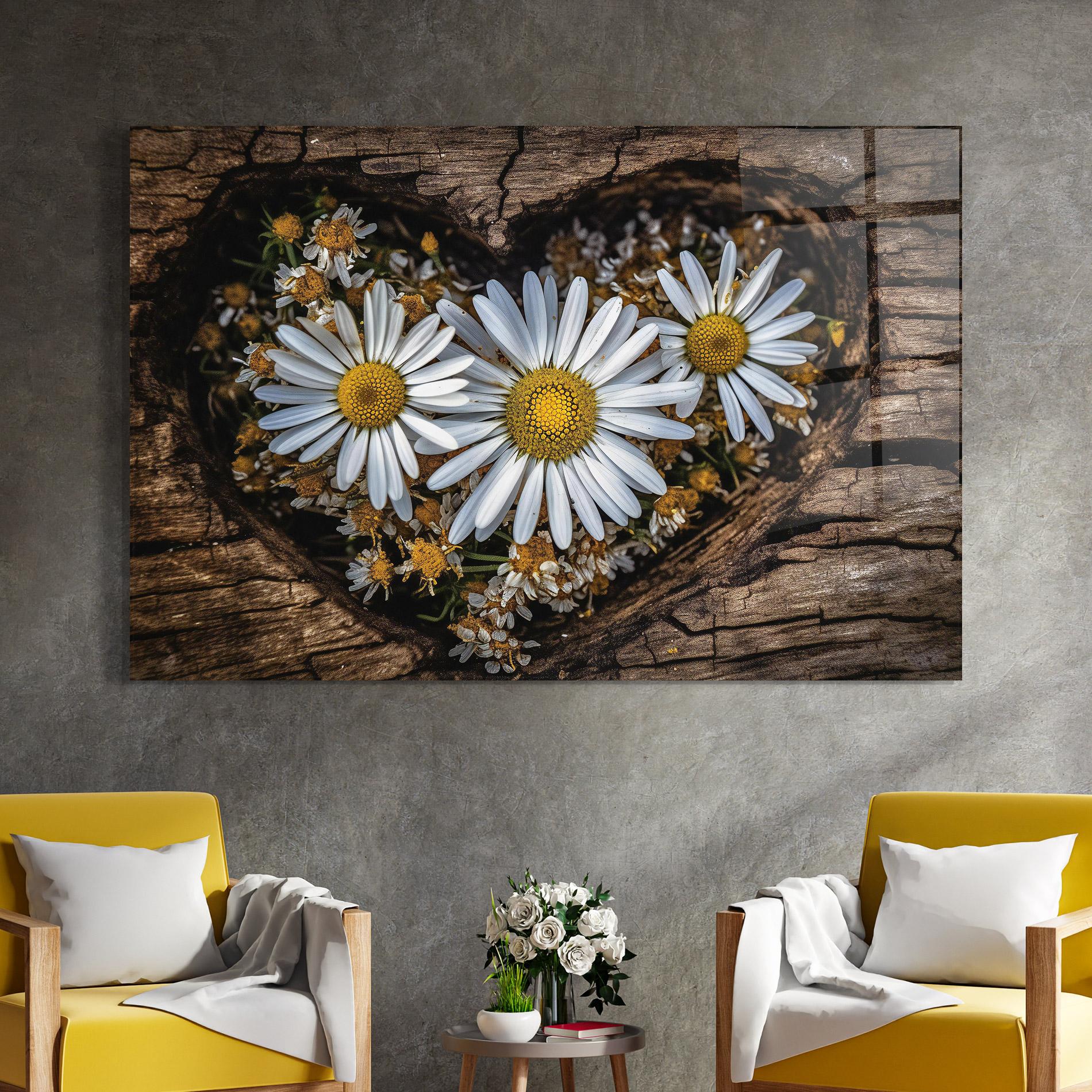 Üvegkép Heart Shaped Daisy mockup 4