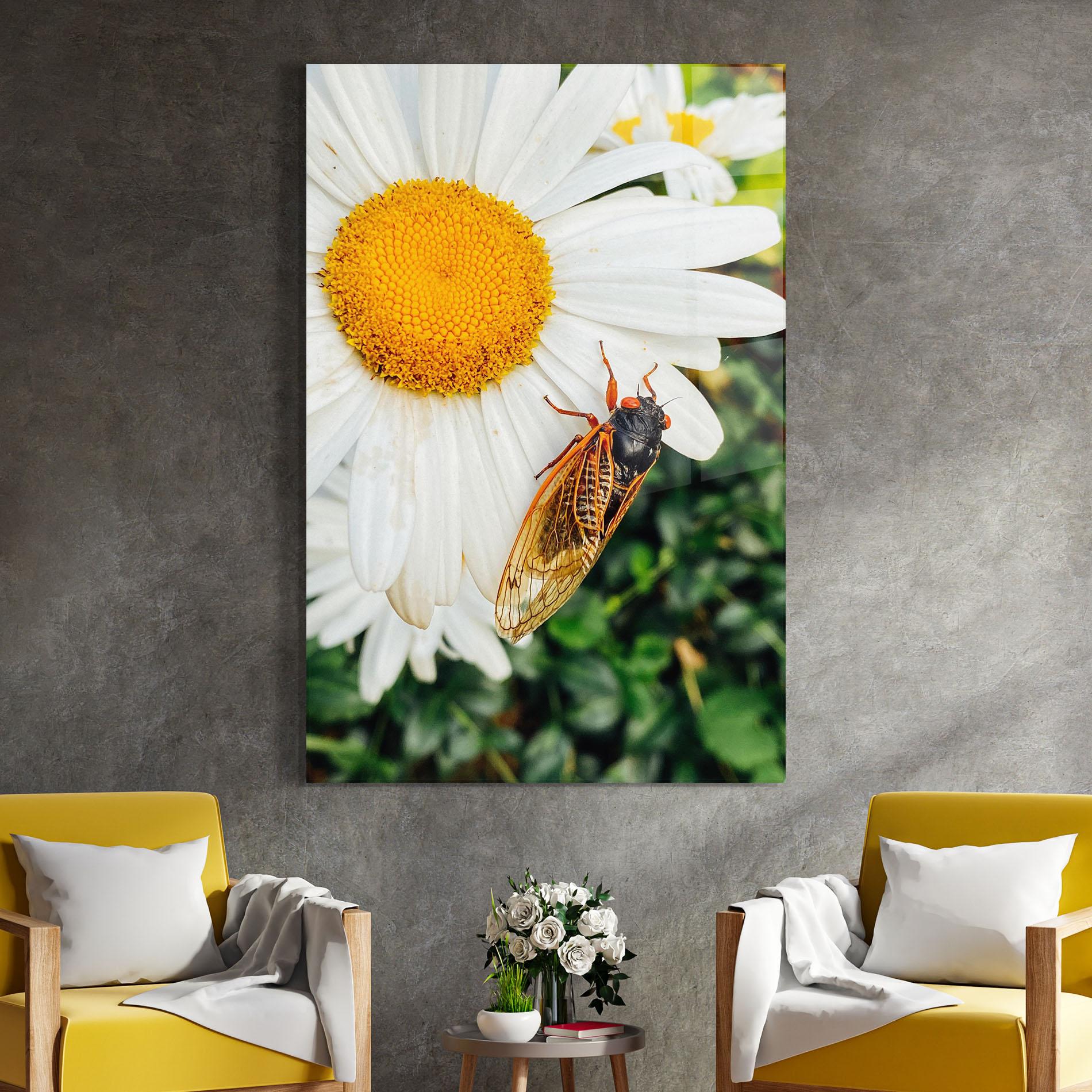 Üvegkép Bug On The Daisy mockup 4