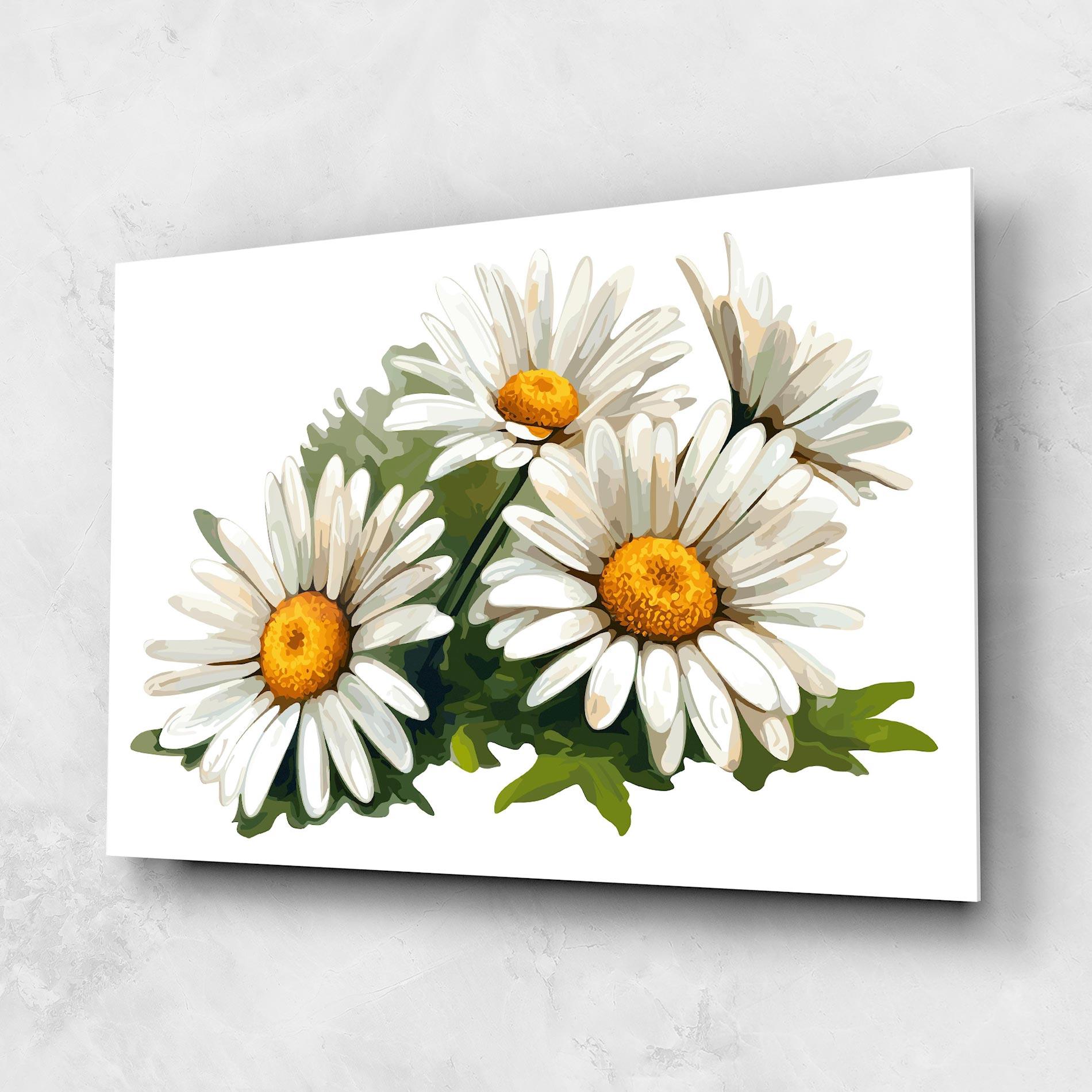Üvegkép Grey White Daisy mockup 1