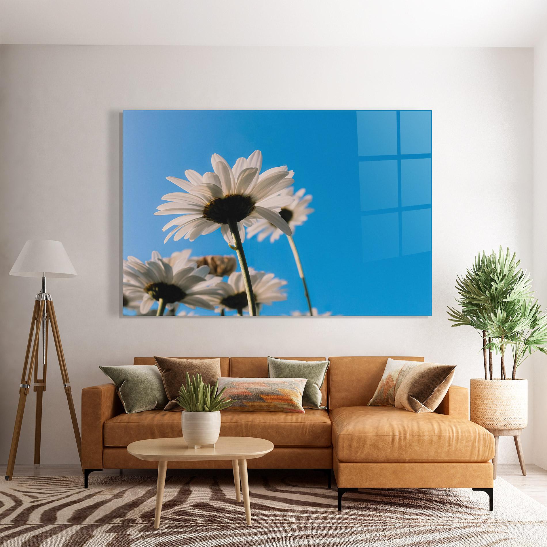 Üvegkép Blue Sky Daisy mockup 7