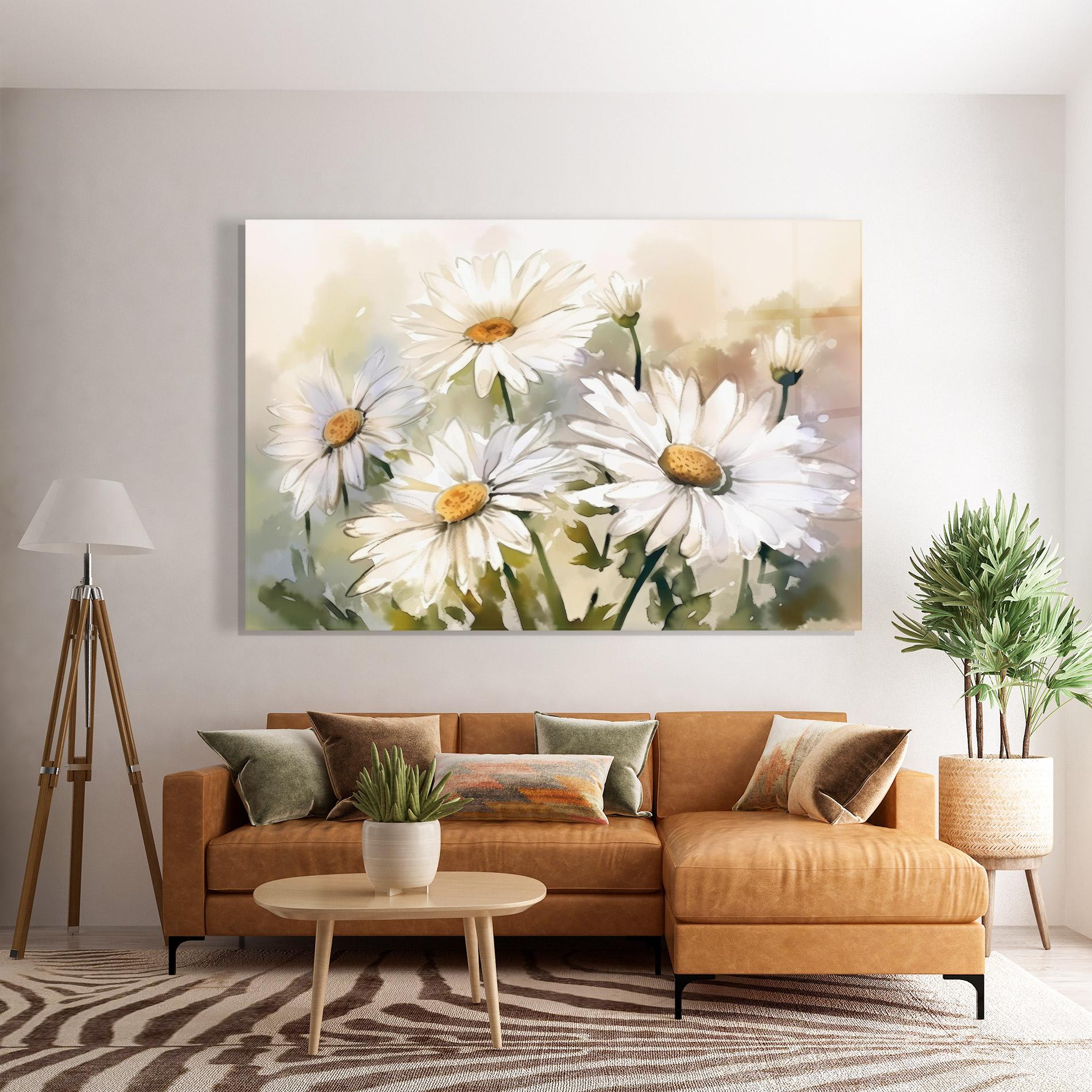 Üvegkép Daisy Painting mockup 7