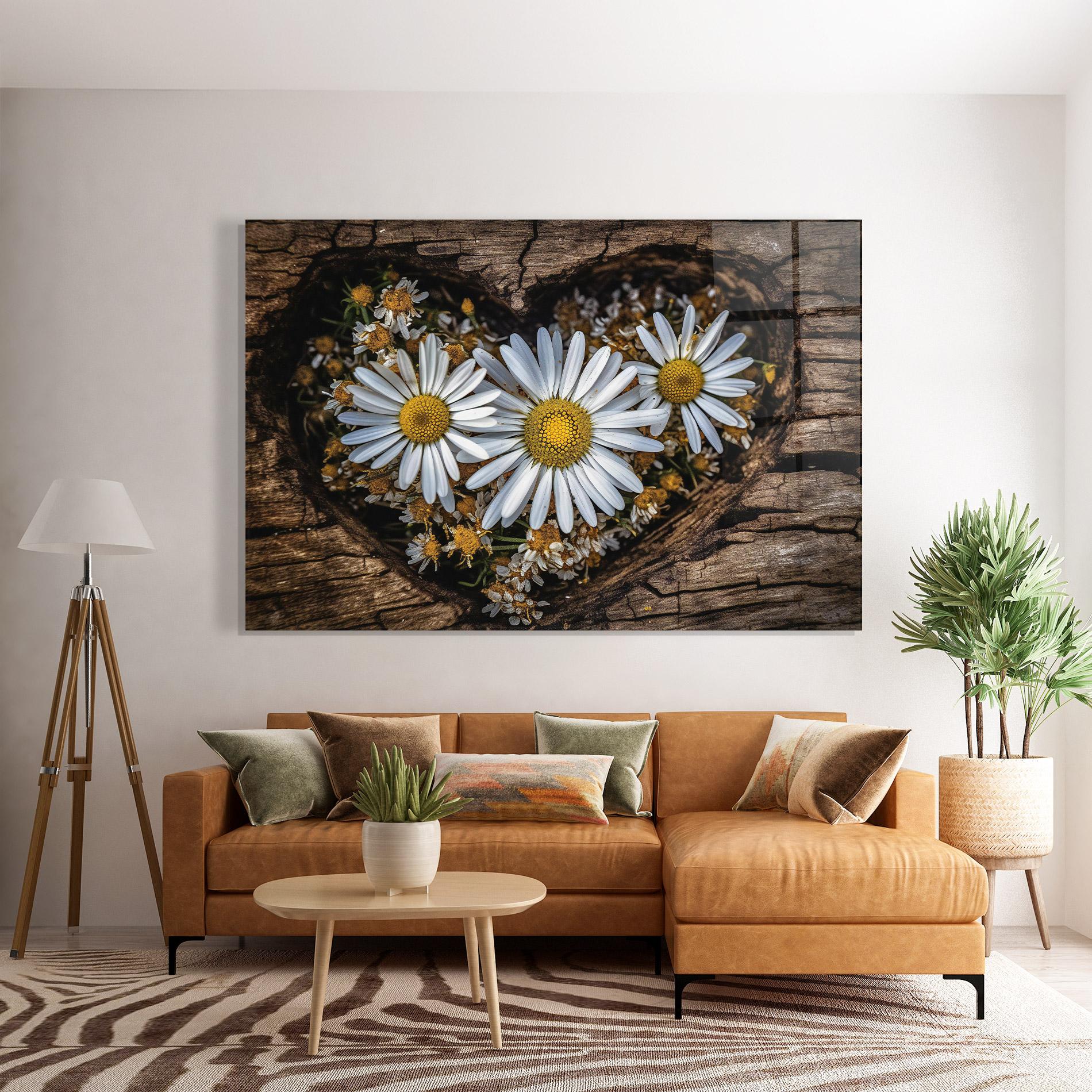 Üvegkép Heart Shaped Daisy mockup 7