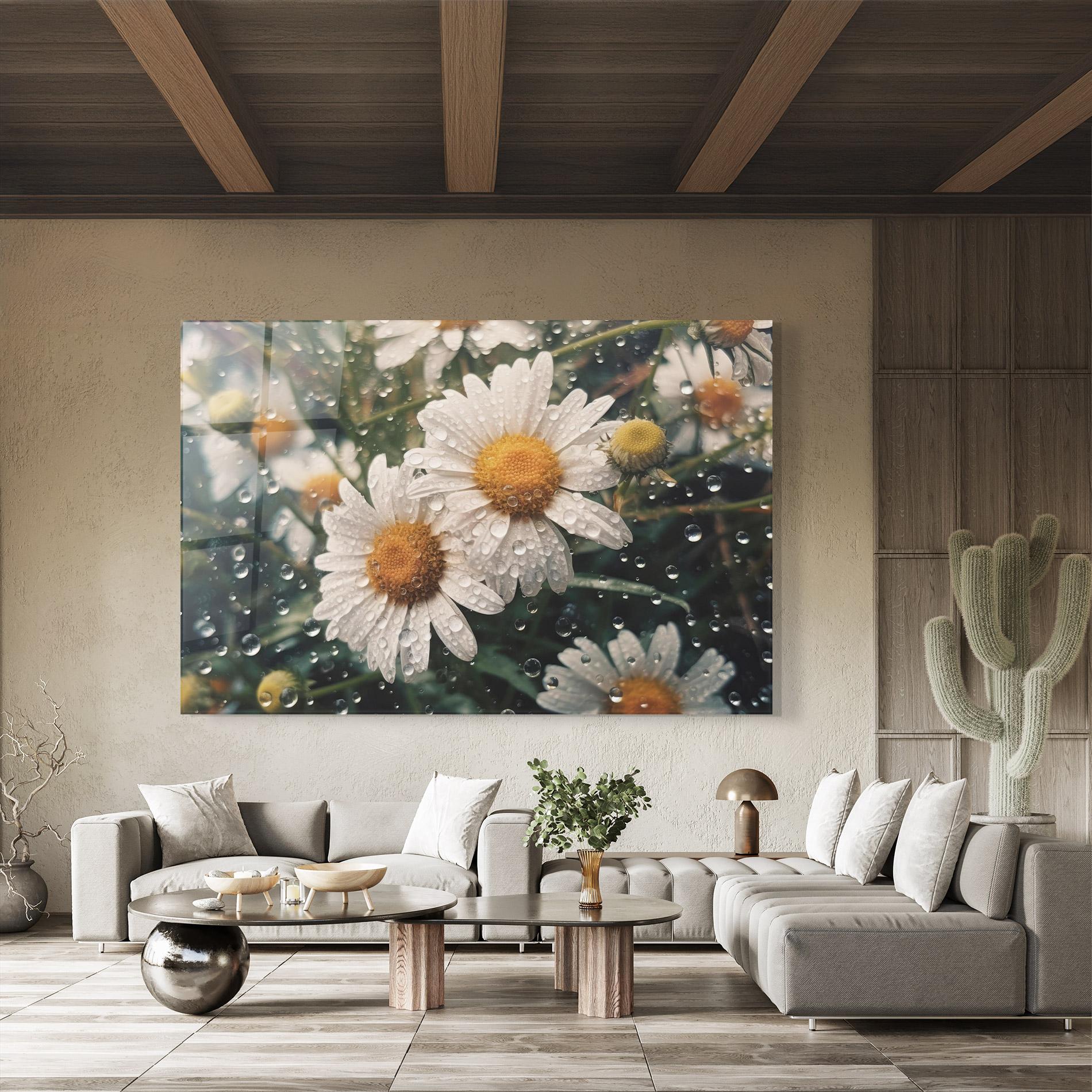 Üvegkép Daisy View After Rain mockup 8
