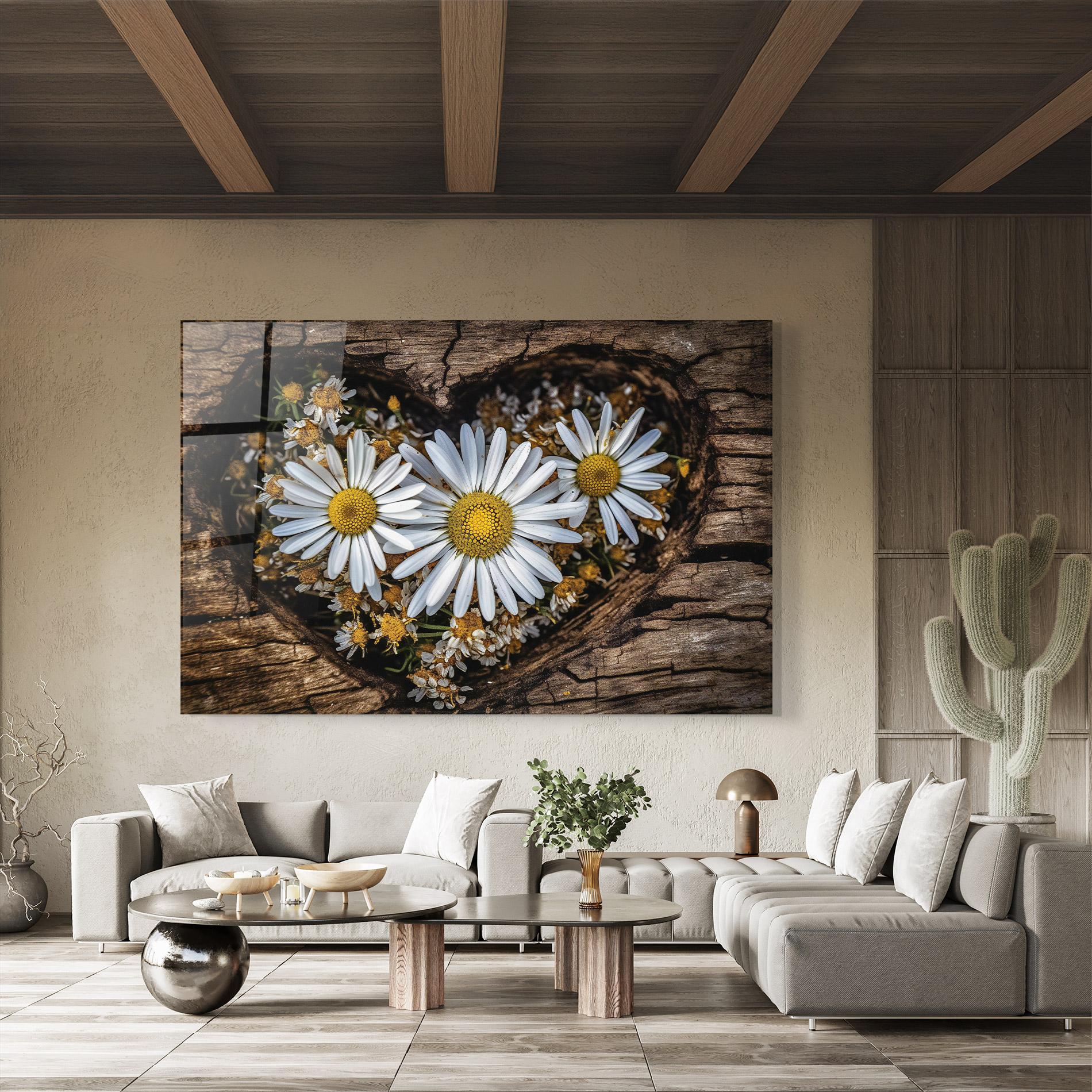 Üvegkép Heart Shaped Daisy mockup 8