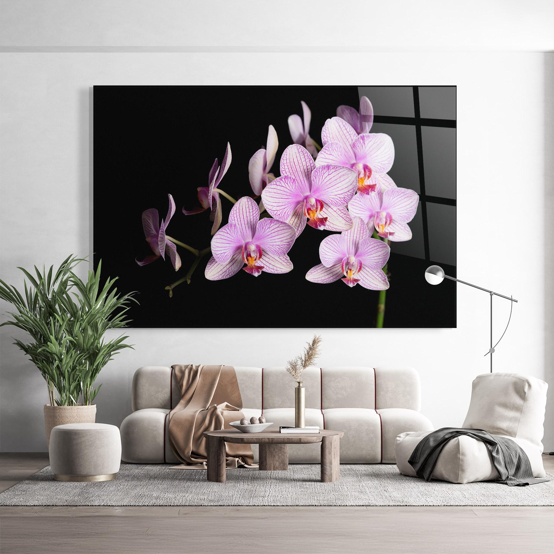 Üvegkép Beautiful Orchids On Black mockup 9