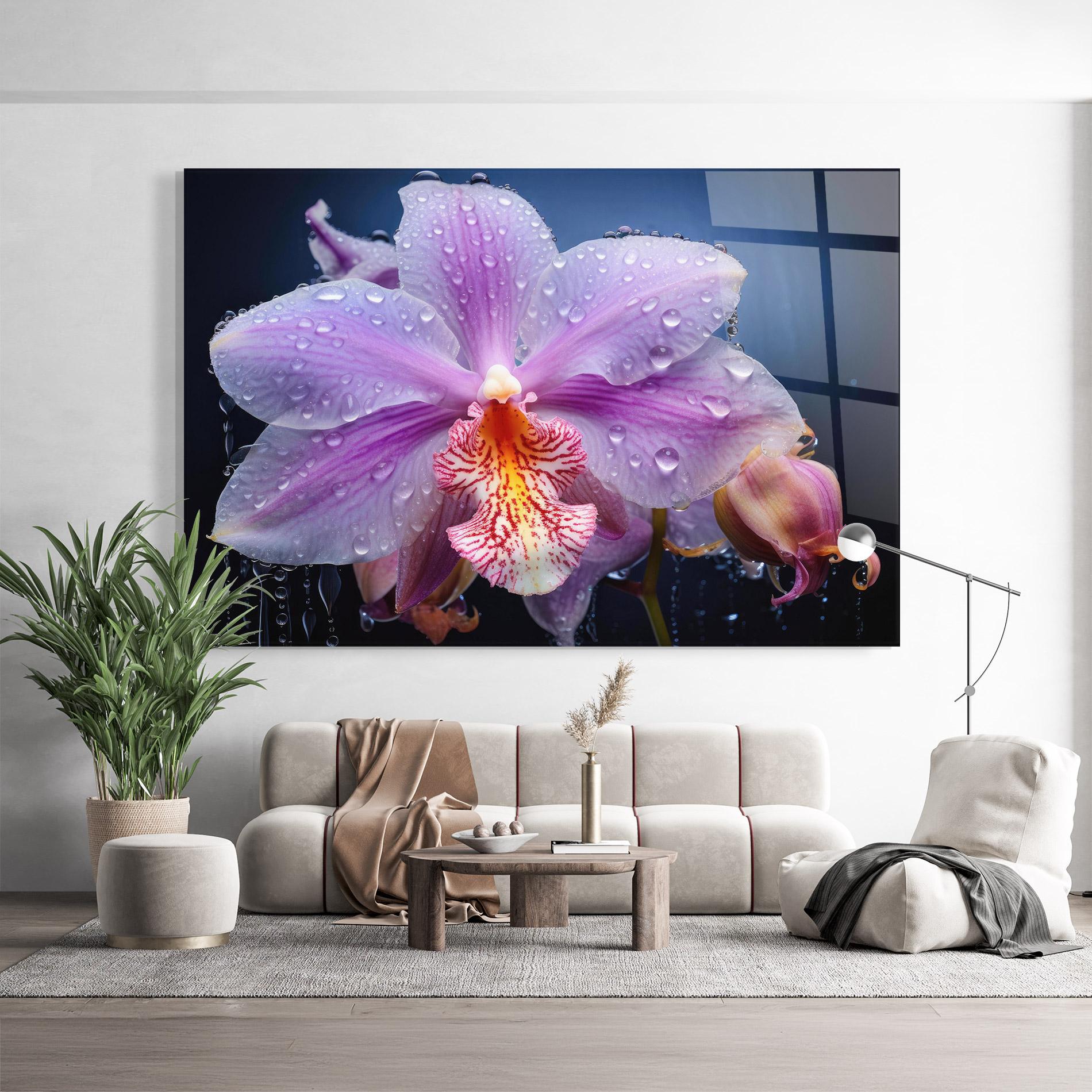 Üvegkép Orchid In Rain mockup 9