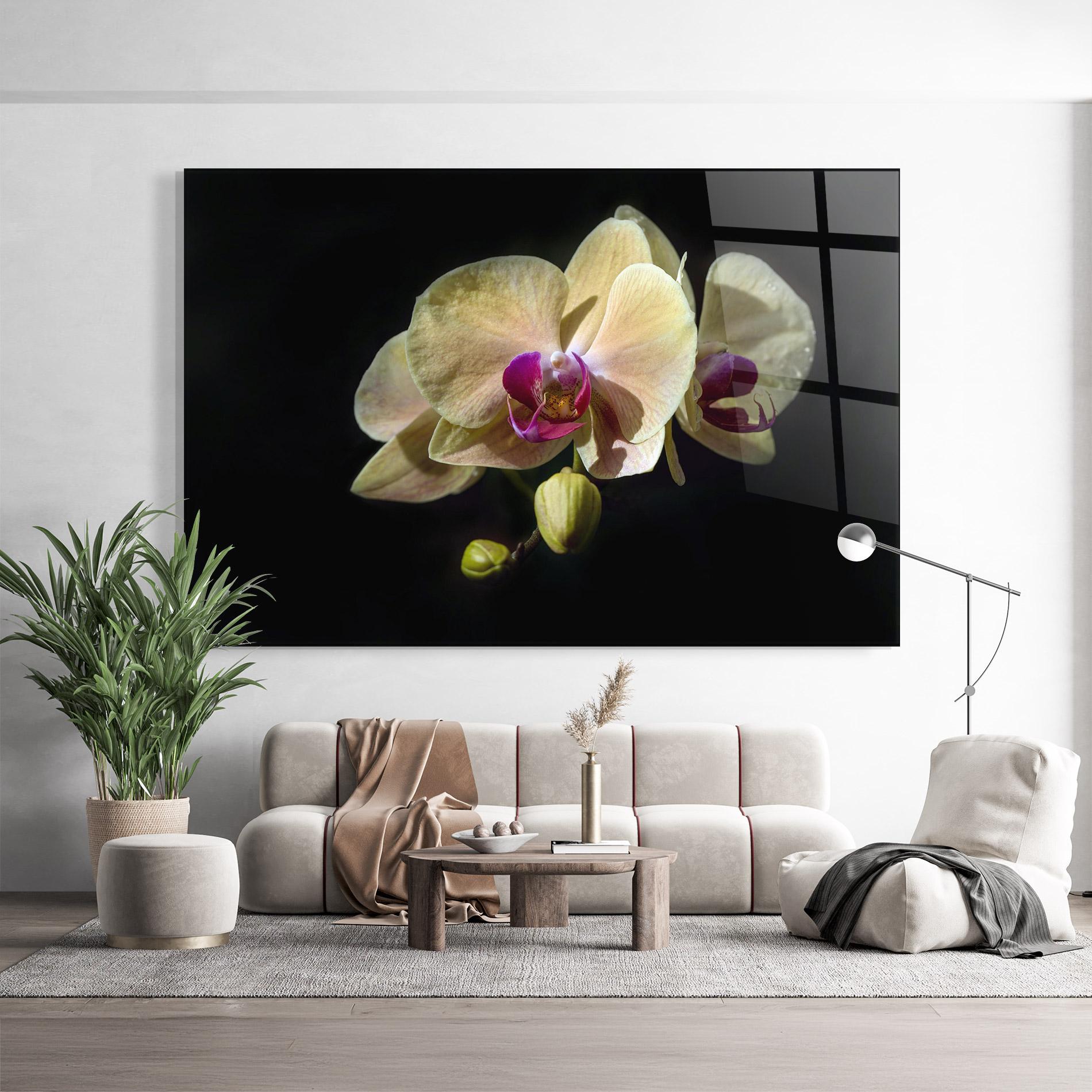 Üvegkép Pastel Yellow Orchids mockup 9