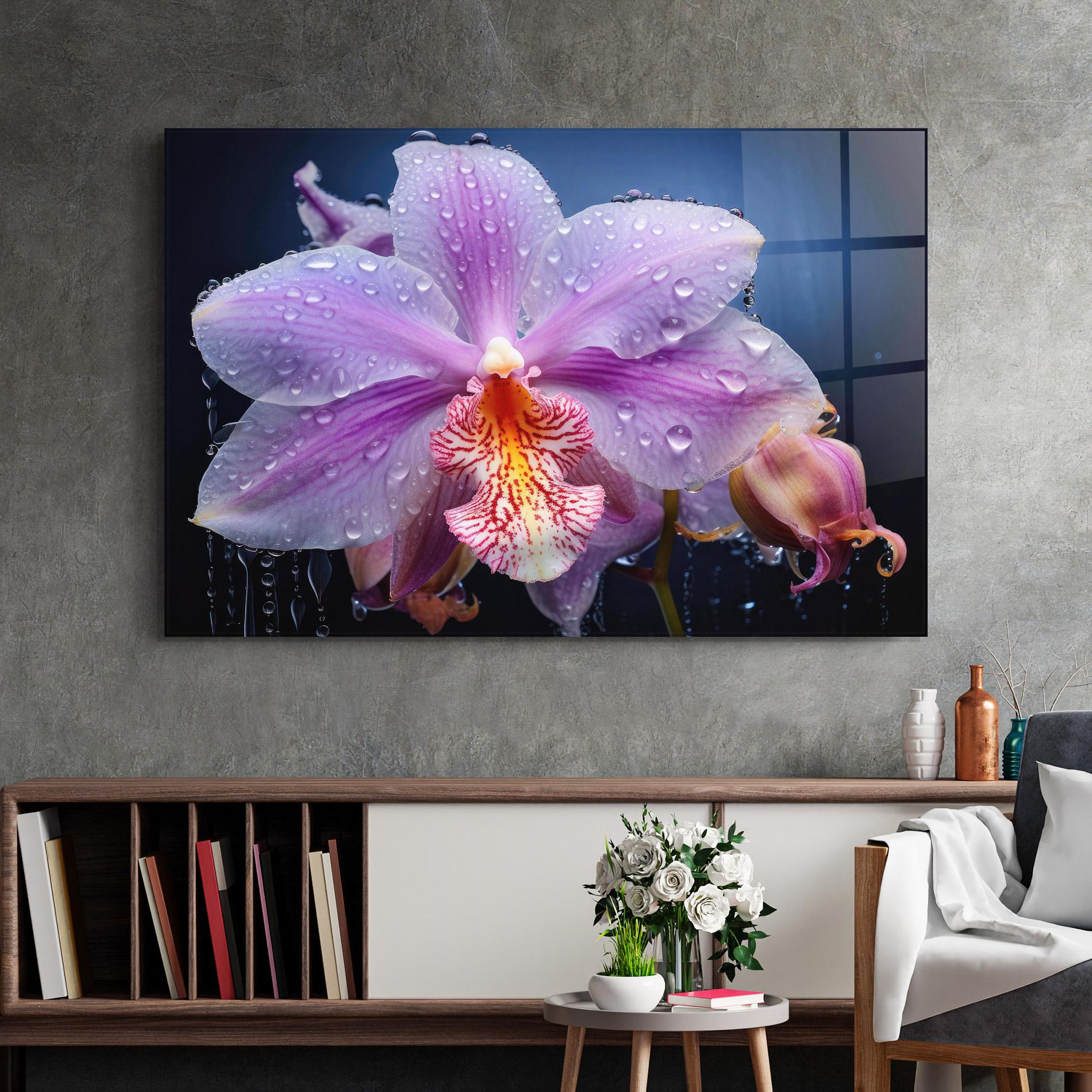 Üvegkép Orchid In Rain mockup 2
