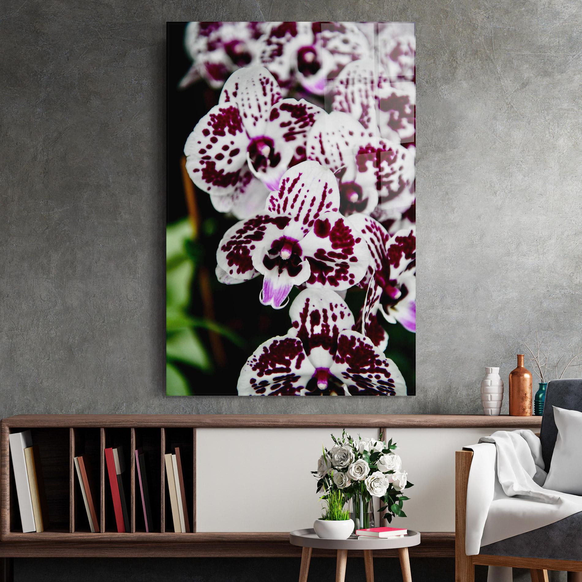 Üvegkép Dark Purple Orchids mockup 2