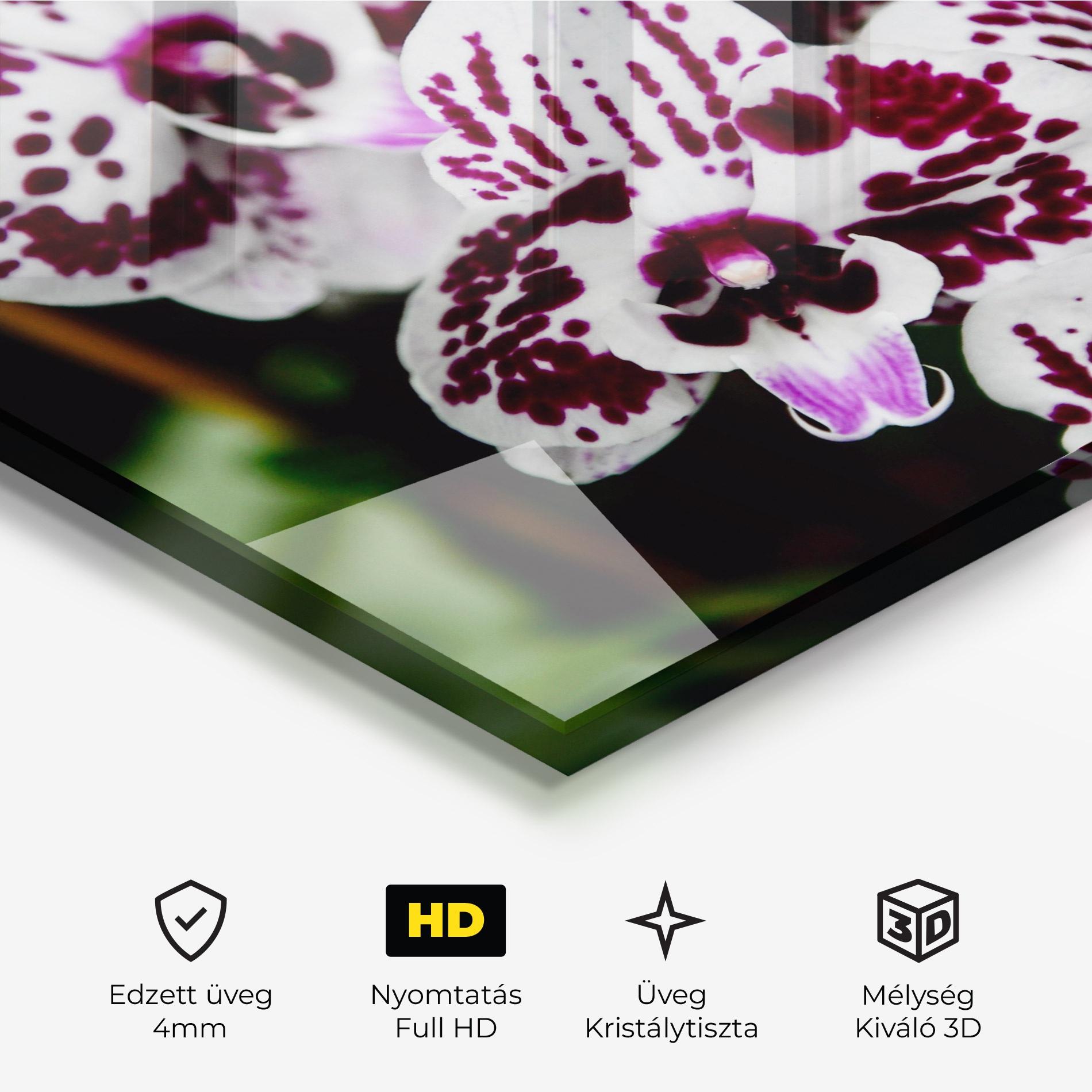 Üvegkép Dark Purple Orchids mockup 3