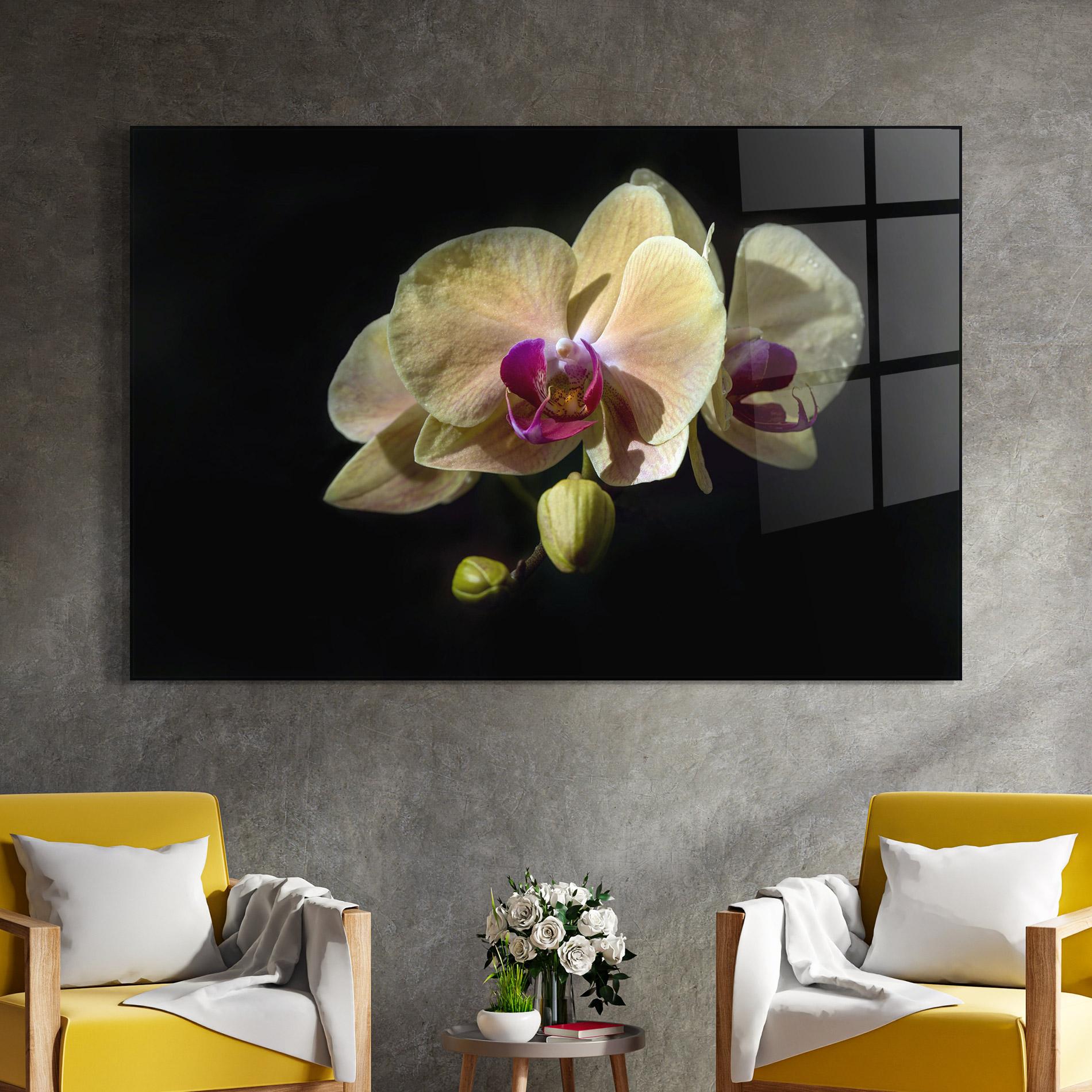 Üvegkép Pastel Yellow Orchids mockup 4