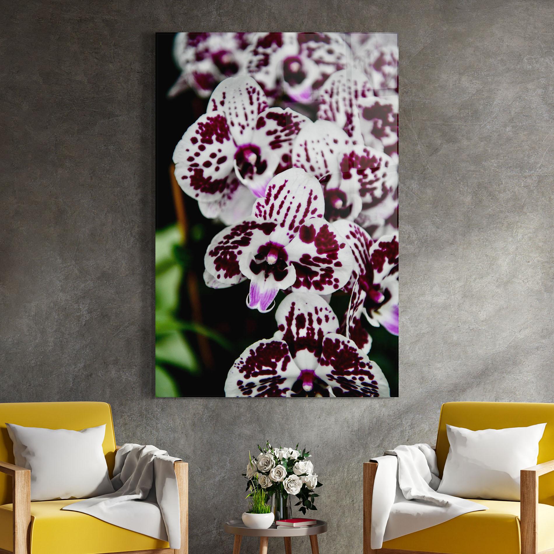 Üvegkép Dark Purple Orchids mockup 4