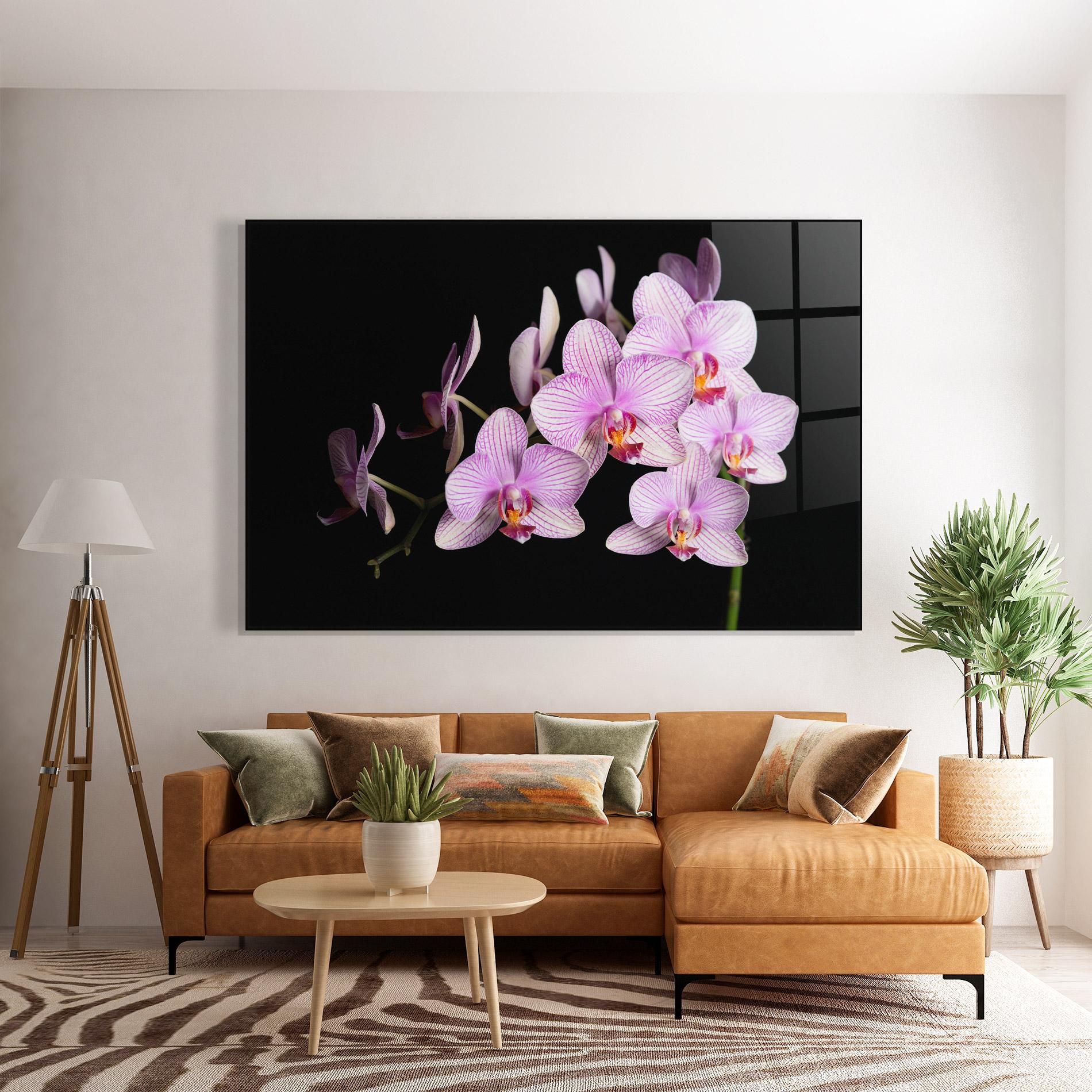 Üvegkép Beautiful Orchids On Black mockup 7