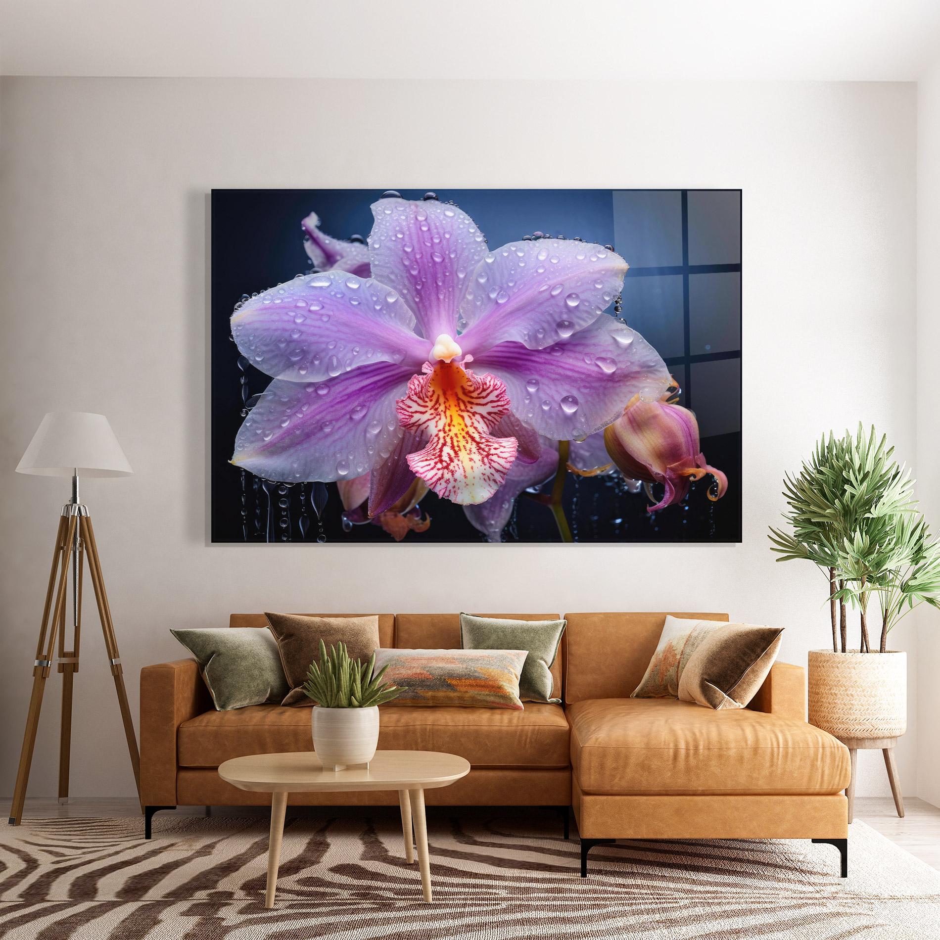 Üvegkép Orchid In Rain mockup 7