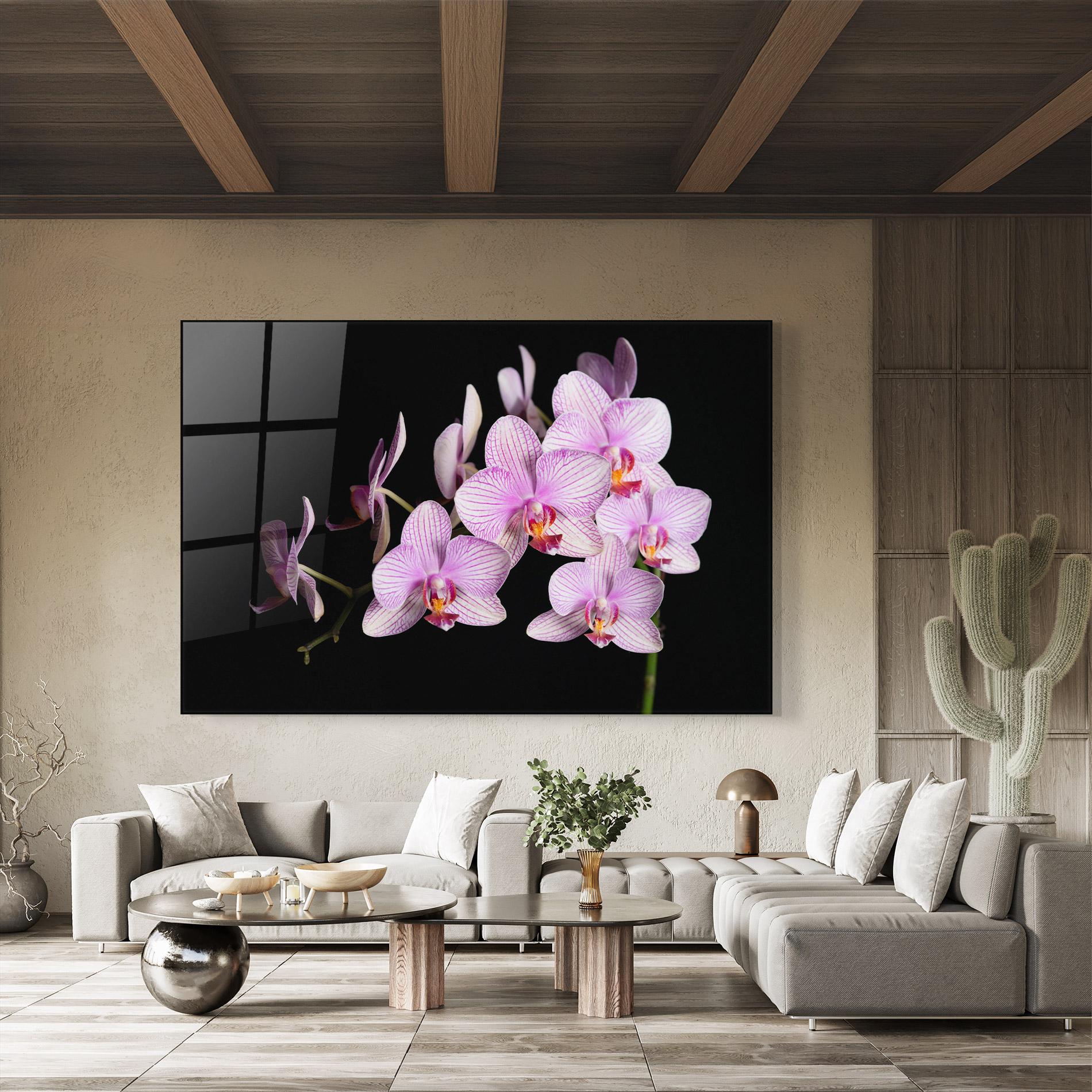 Üvegkép Beautiful Orchids On Black mockup 8