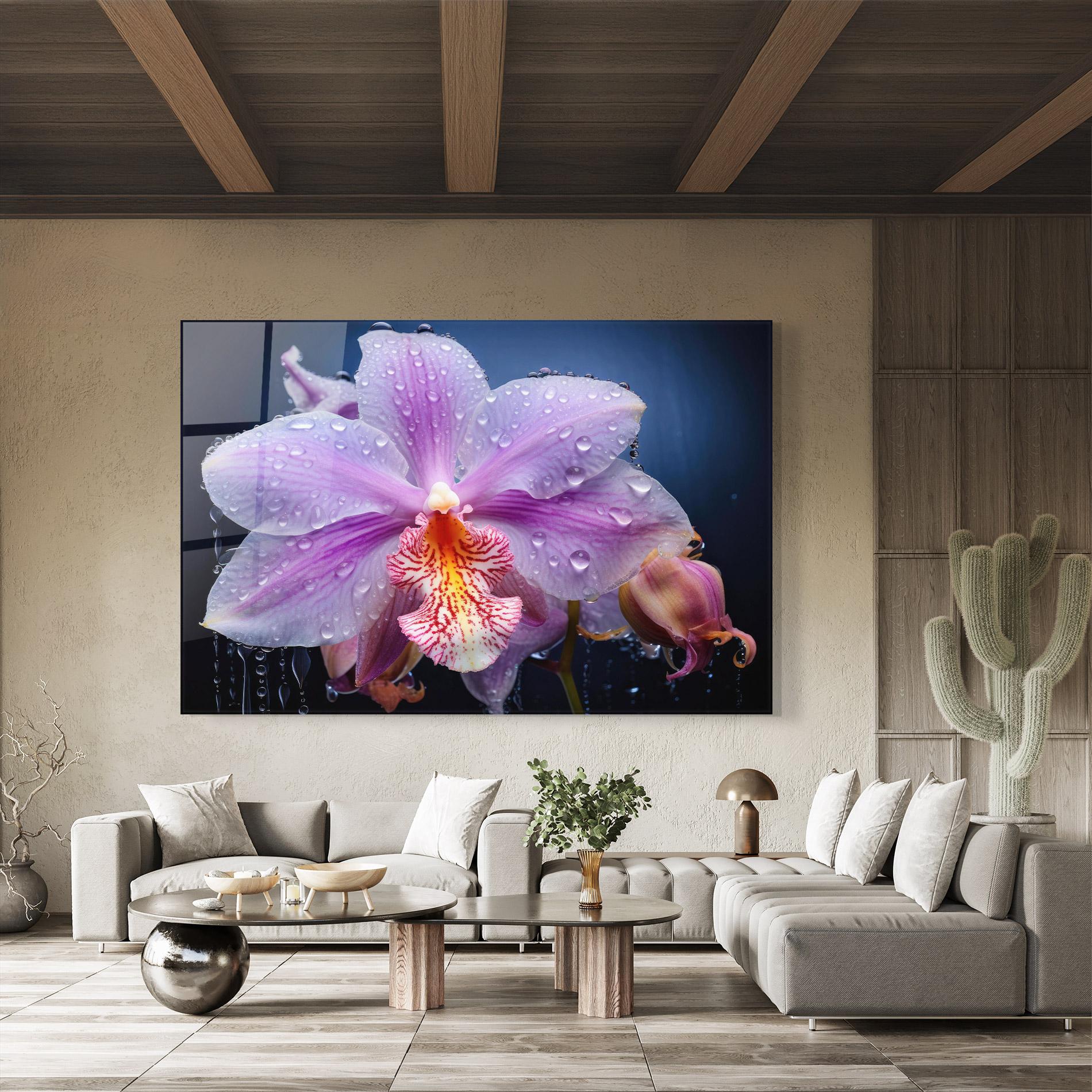 Üvegkép Orchid In Rain mockup 8