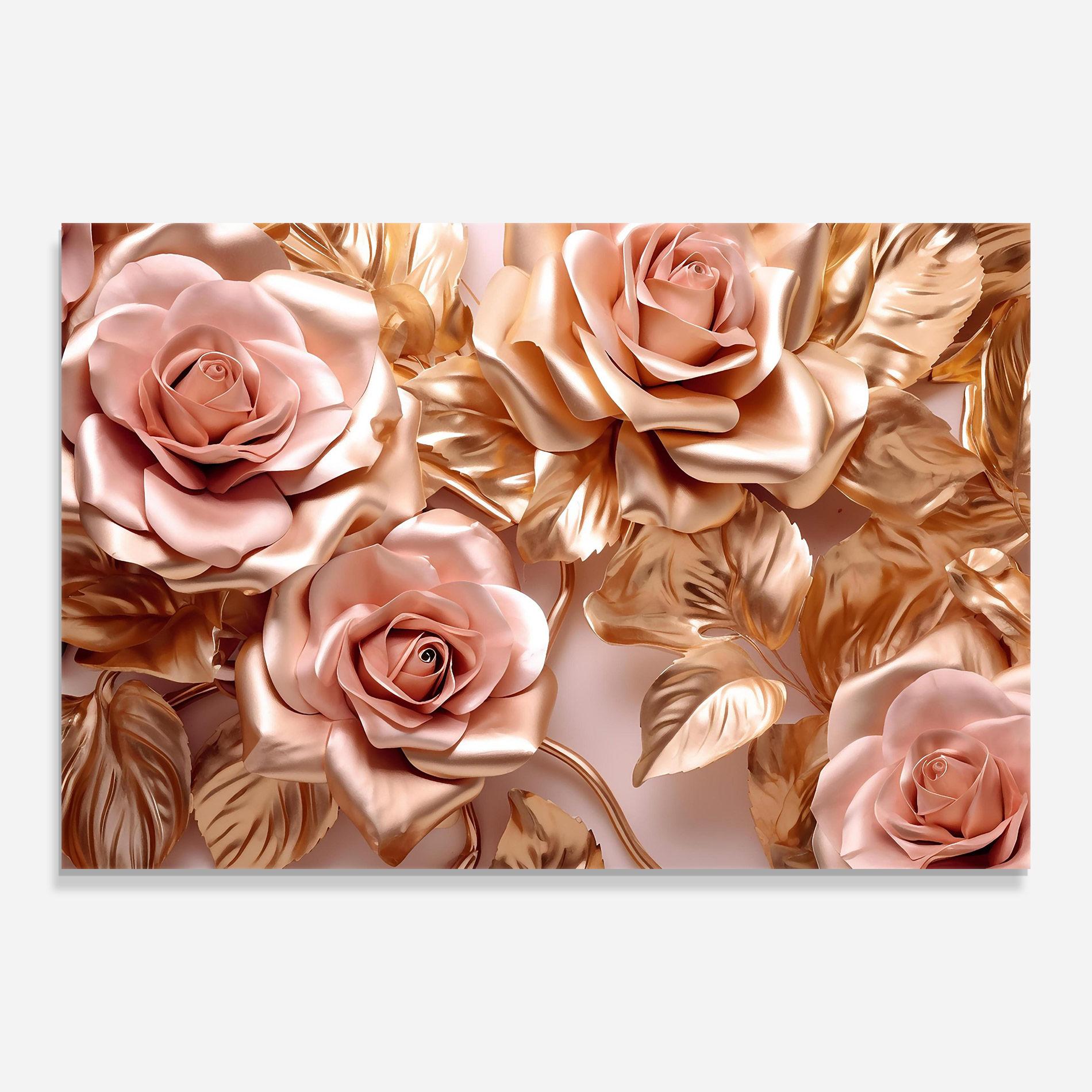 Üvegkép Pink Golden Roses mockup 0