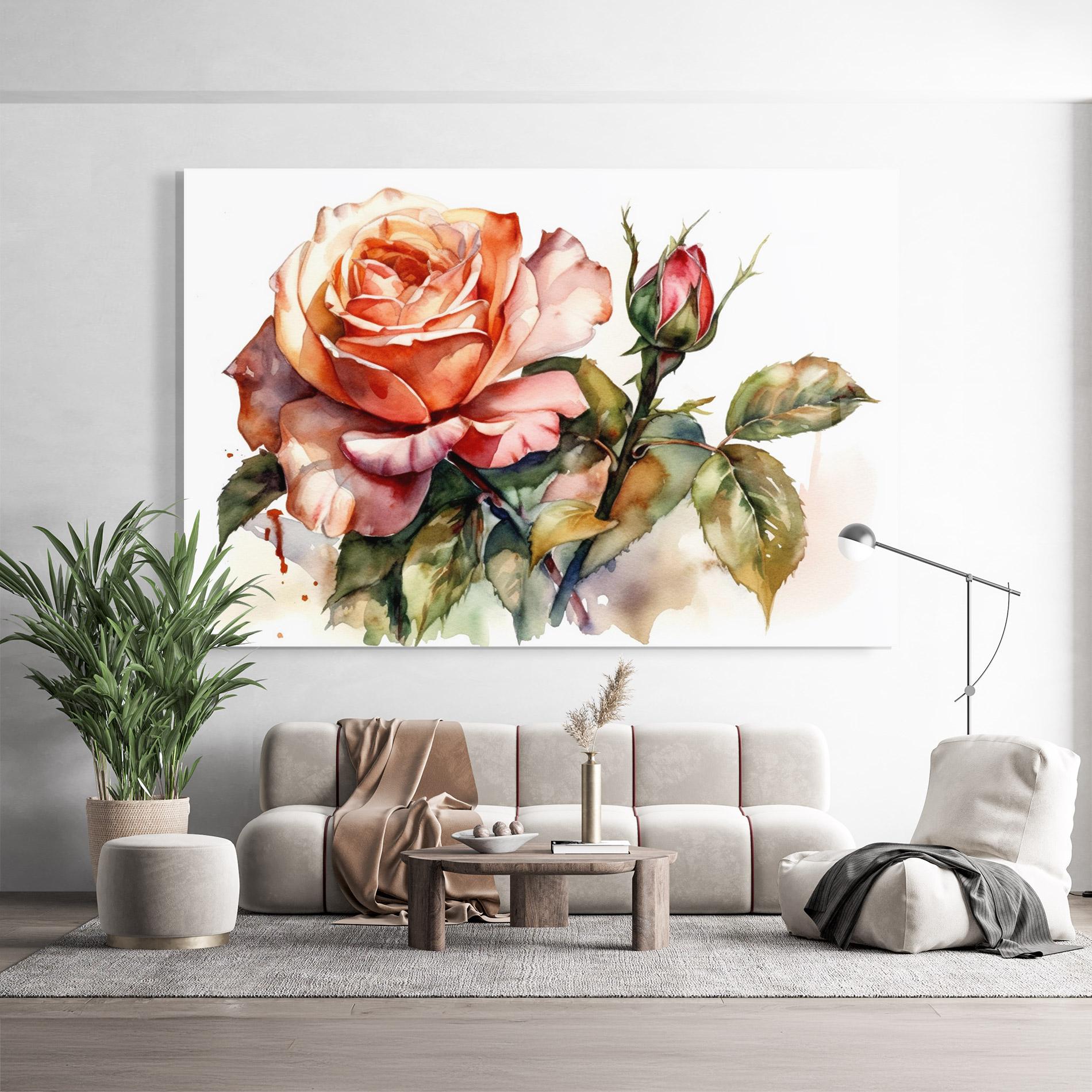 Üvegkép Big Rose Painted mockup 9