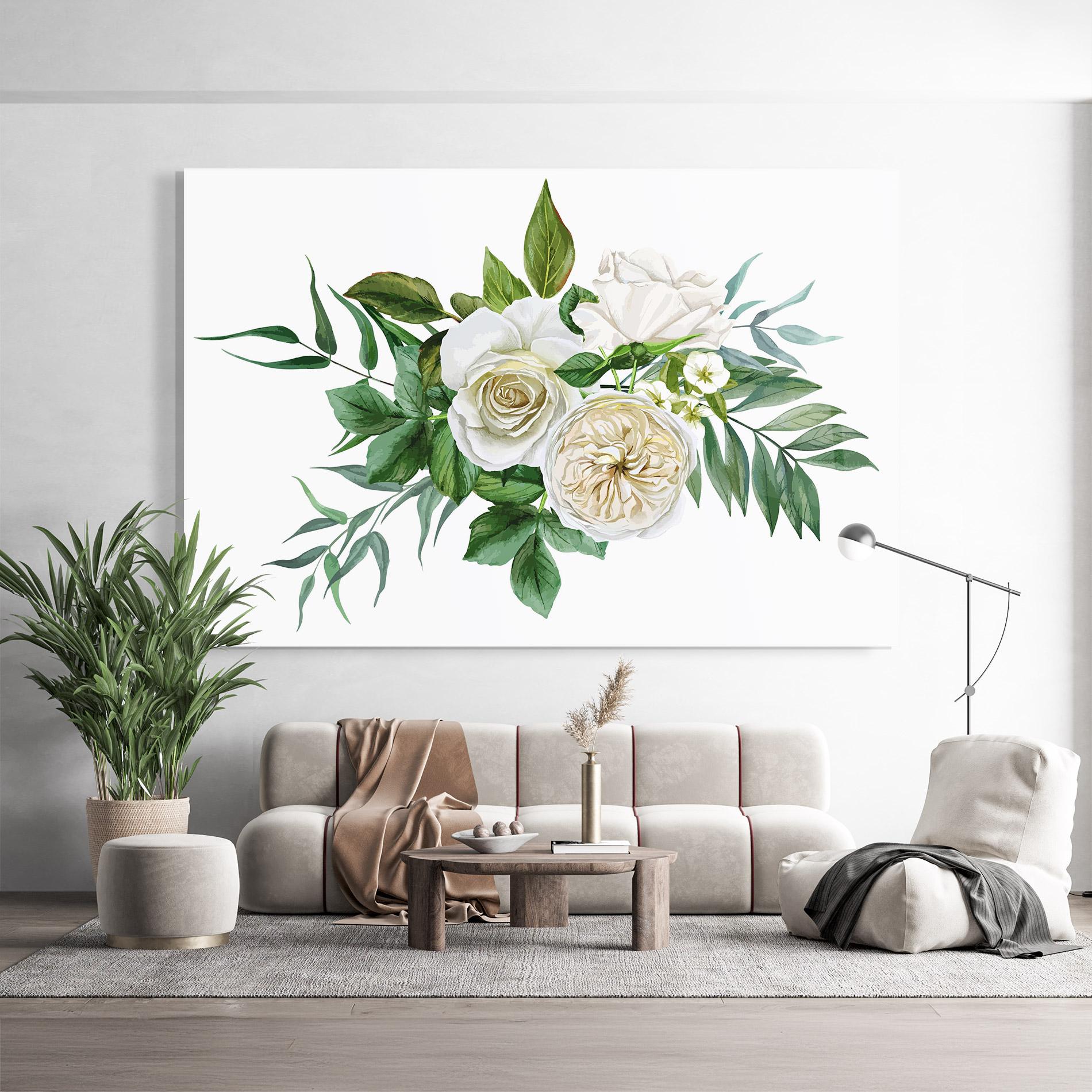 Üvegkép White Cream Rose mockup 9
