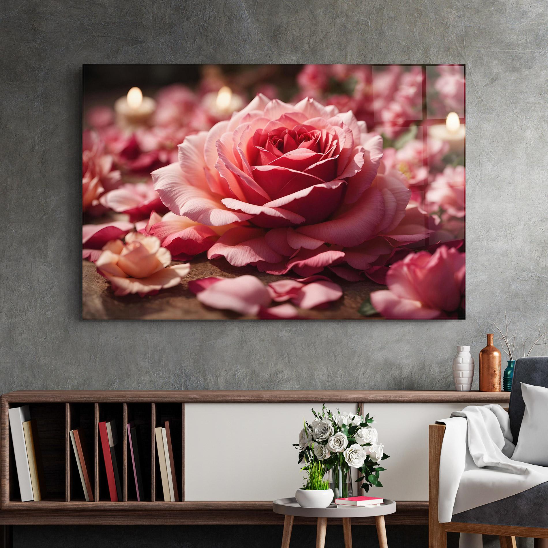 Üvegkép Big Pink Rose mockup 2