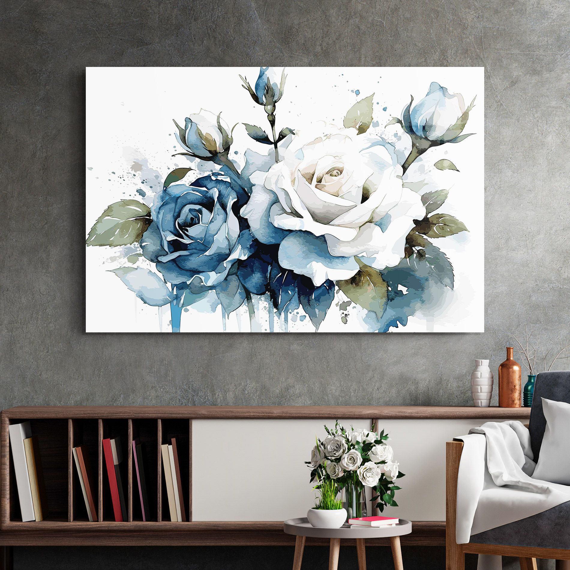 Blue White Roses mockup 2