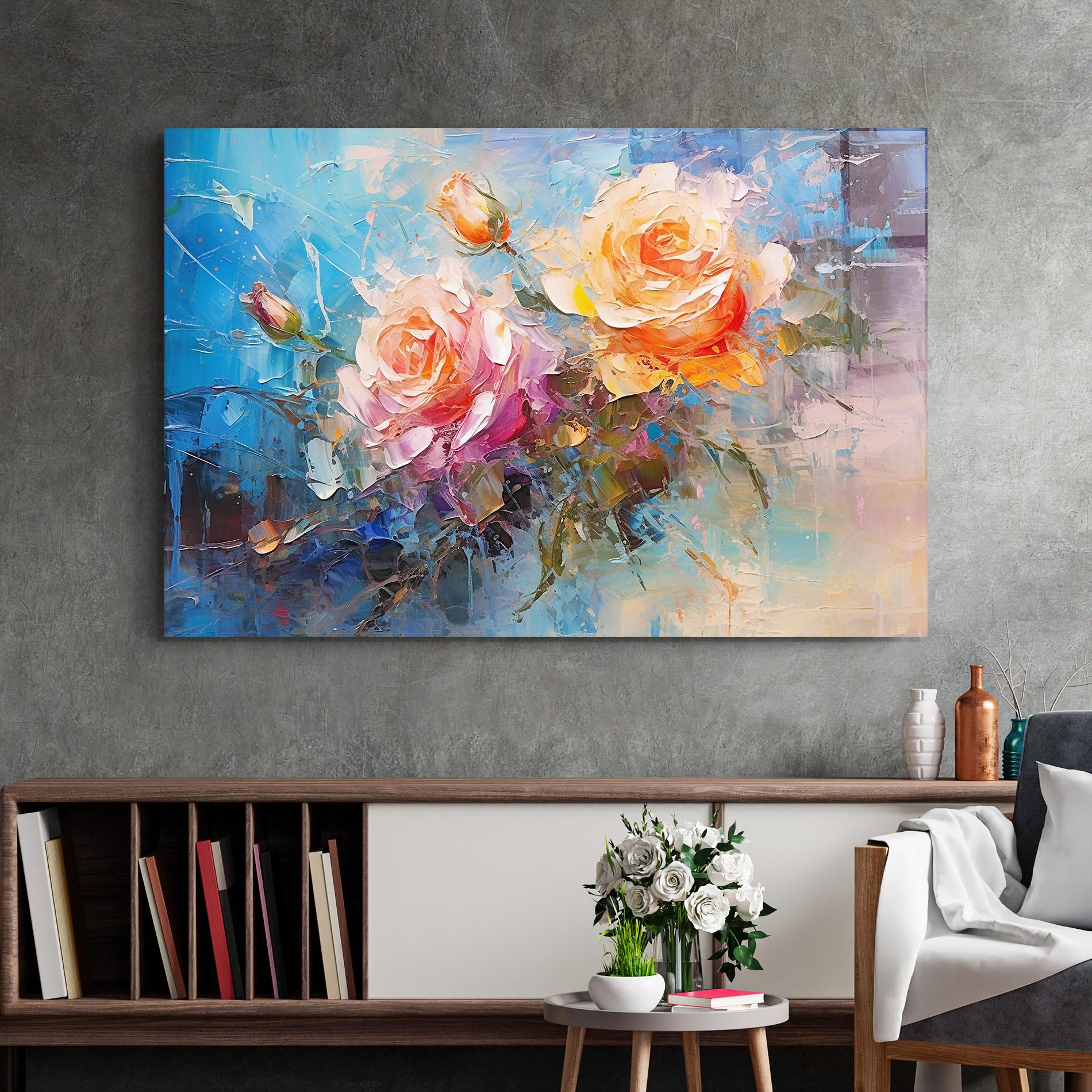 Üvegkép Light Orange Rose Painting mockup 2