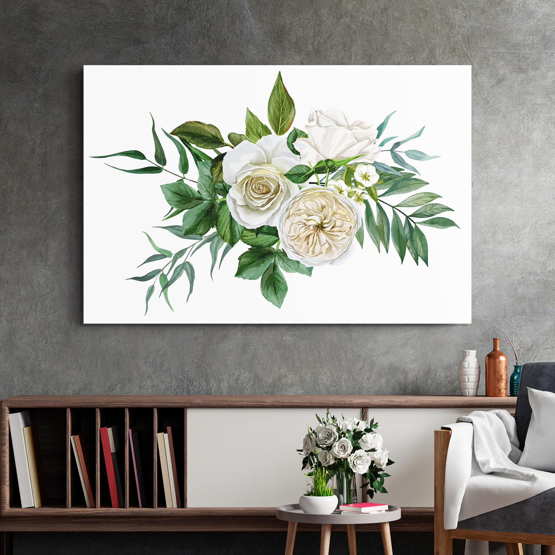 Üvegkép White Cream Rose mockup 2