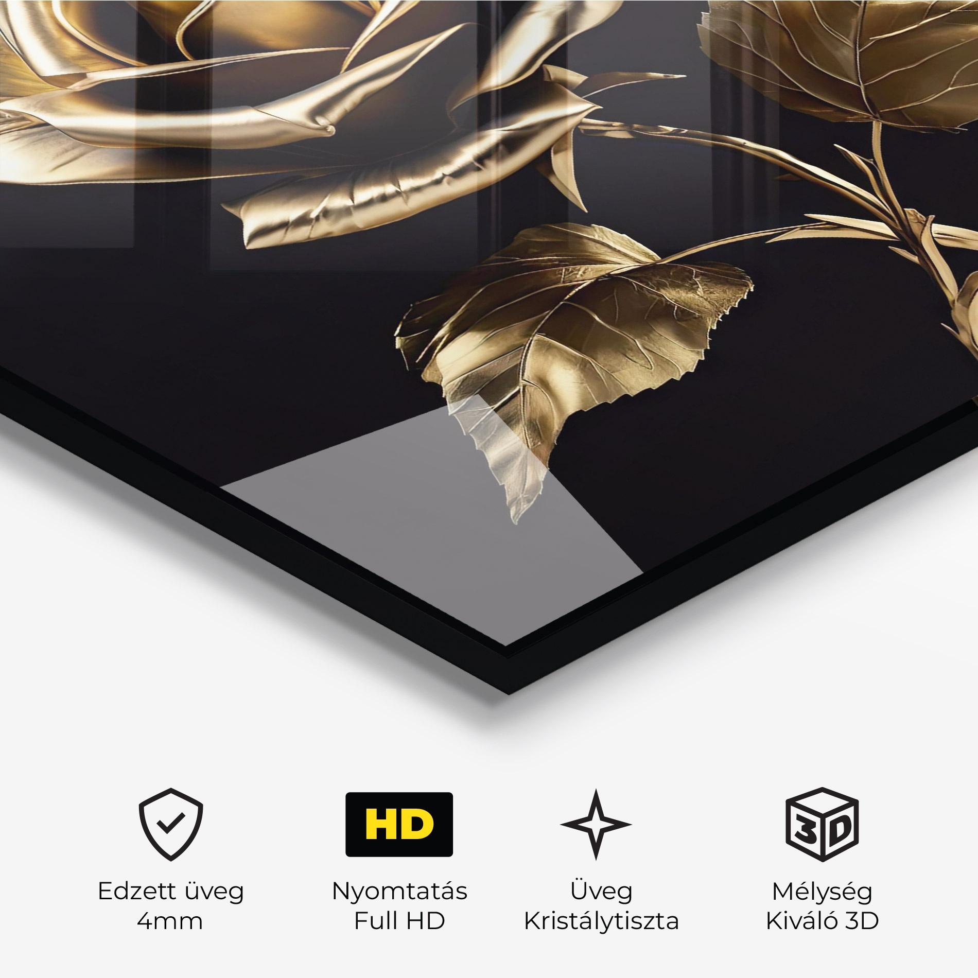 Üvegkép Beautiful Golden Rose mockup 3