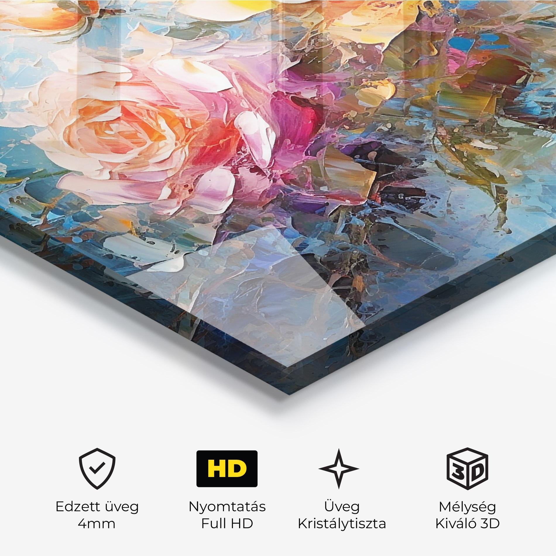 Üvegkép Light Orange Rose Painting mockup 3